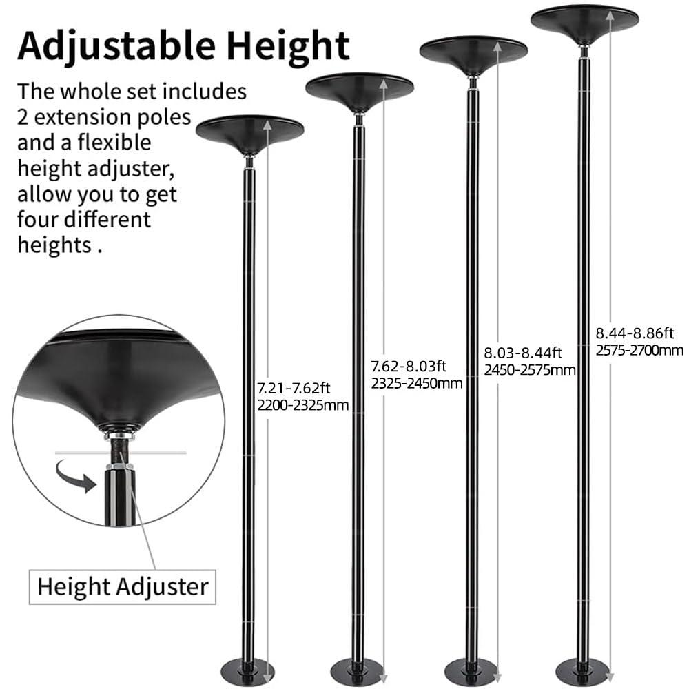 PRIORMAN PRIORMAN Pole Dancing - 45mm Spinning & Static Dance Pole Portable Dance Pole for Studio & Home Fitness (Black)