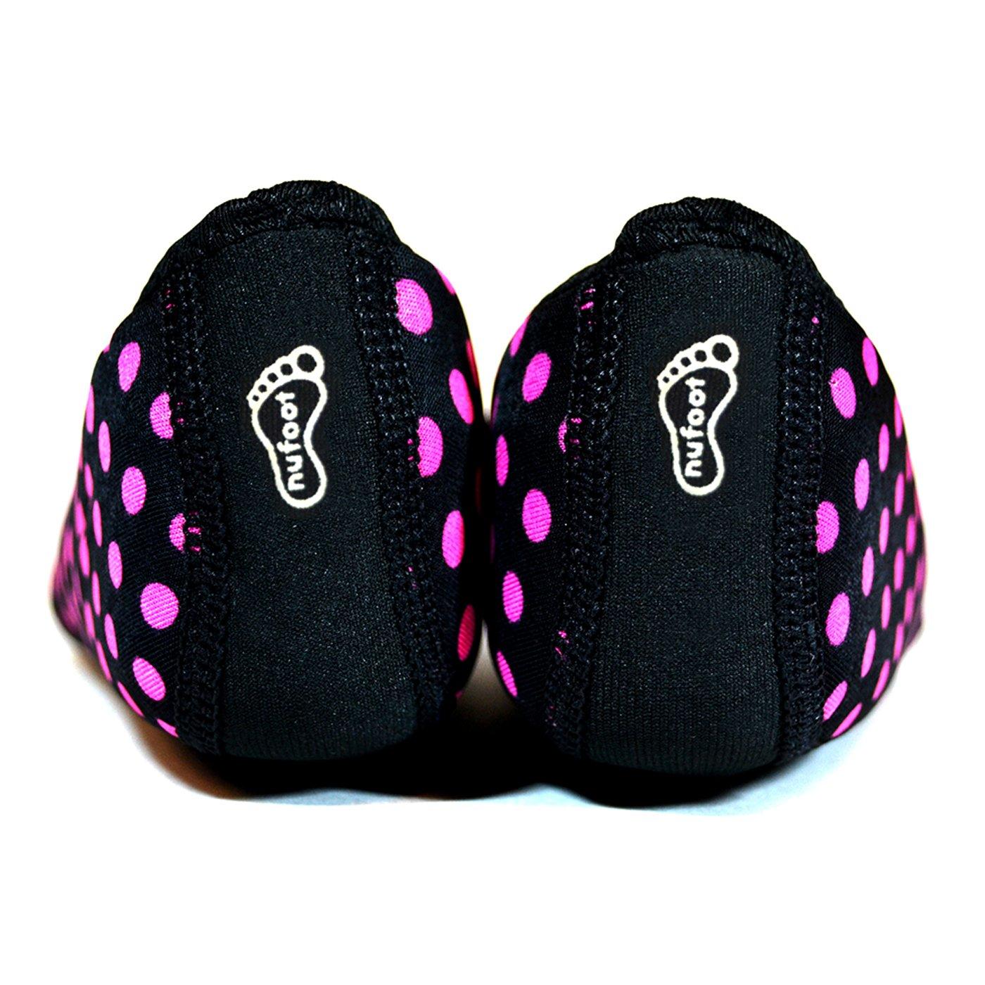 Nufoot Nufoot Women\'s Ballet Flat Slipper, Black/Pink Polka Dots, Large
