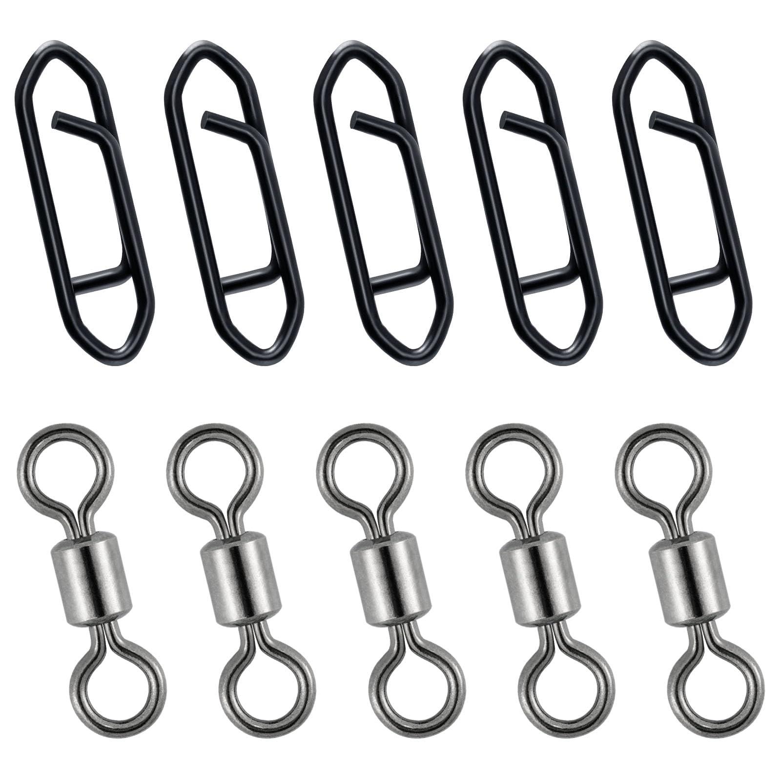 Dr.Fish Dr.Fish 100 Pack Fishing Power Clips 25LB Black with 50 Pack Barrel Swivels #10 31LB