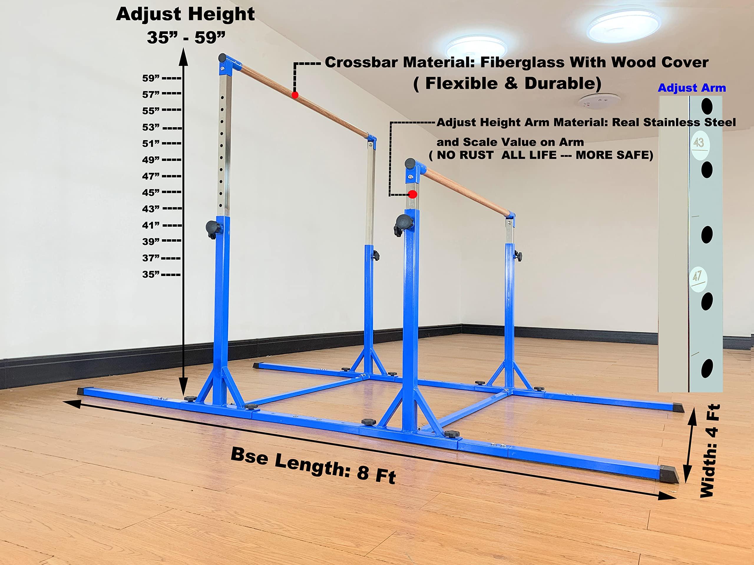 MARFULA MARFULA Gymnastics Double Horizontal Bars 3Play Gymnastic Parallel Bars Uneven Bars with Mat Gymnastics Training Bar with 304 Stainless Steel Regulating Arms & Fiberglass Rail for Home Club Use