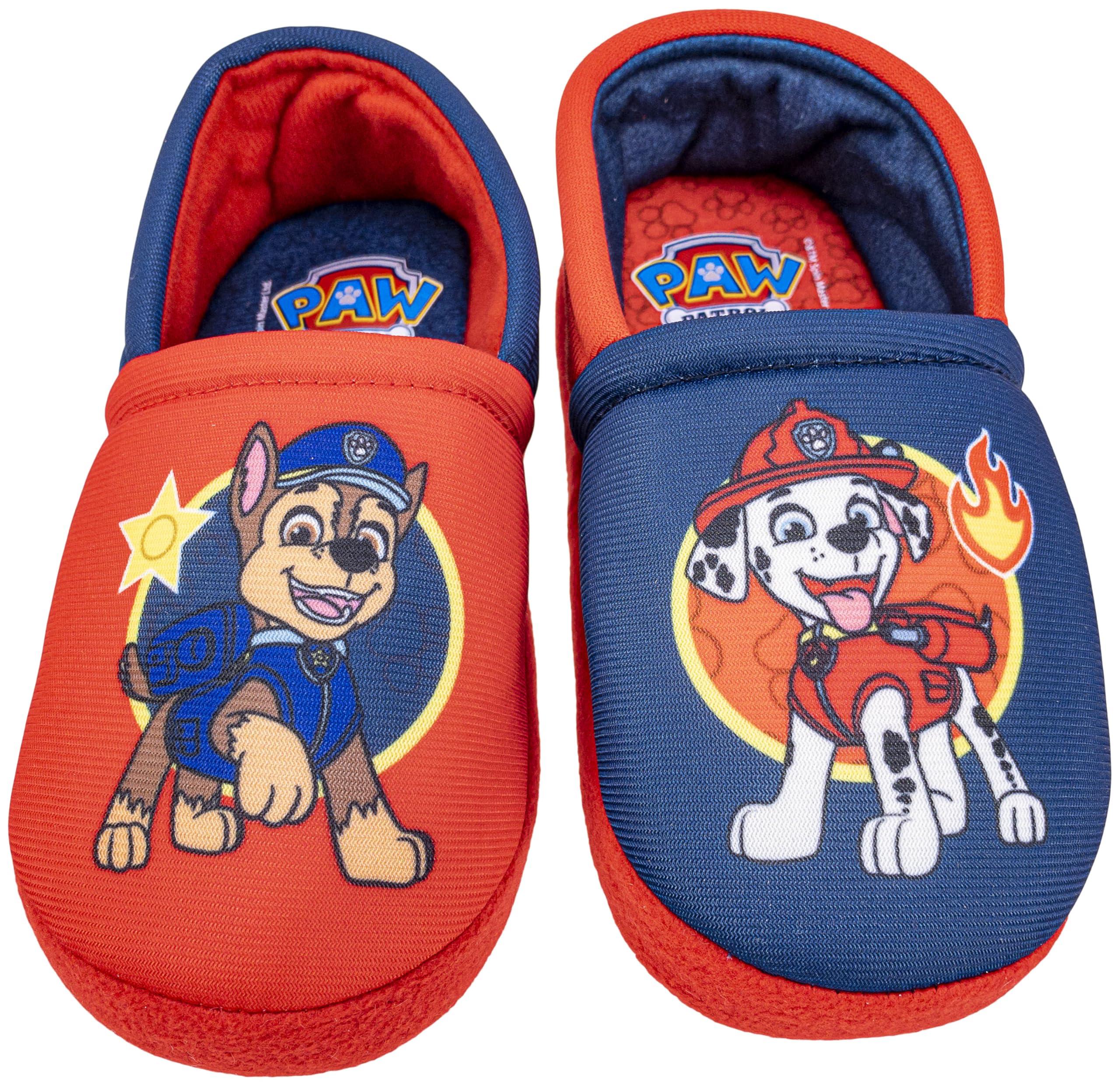 Paw Patrol Paw Patrol Slippers for Toddlers, Mismatch A-Line House Shoes, Red/Blue, Toddler 5/6