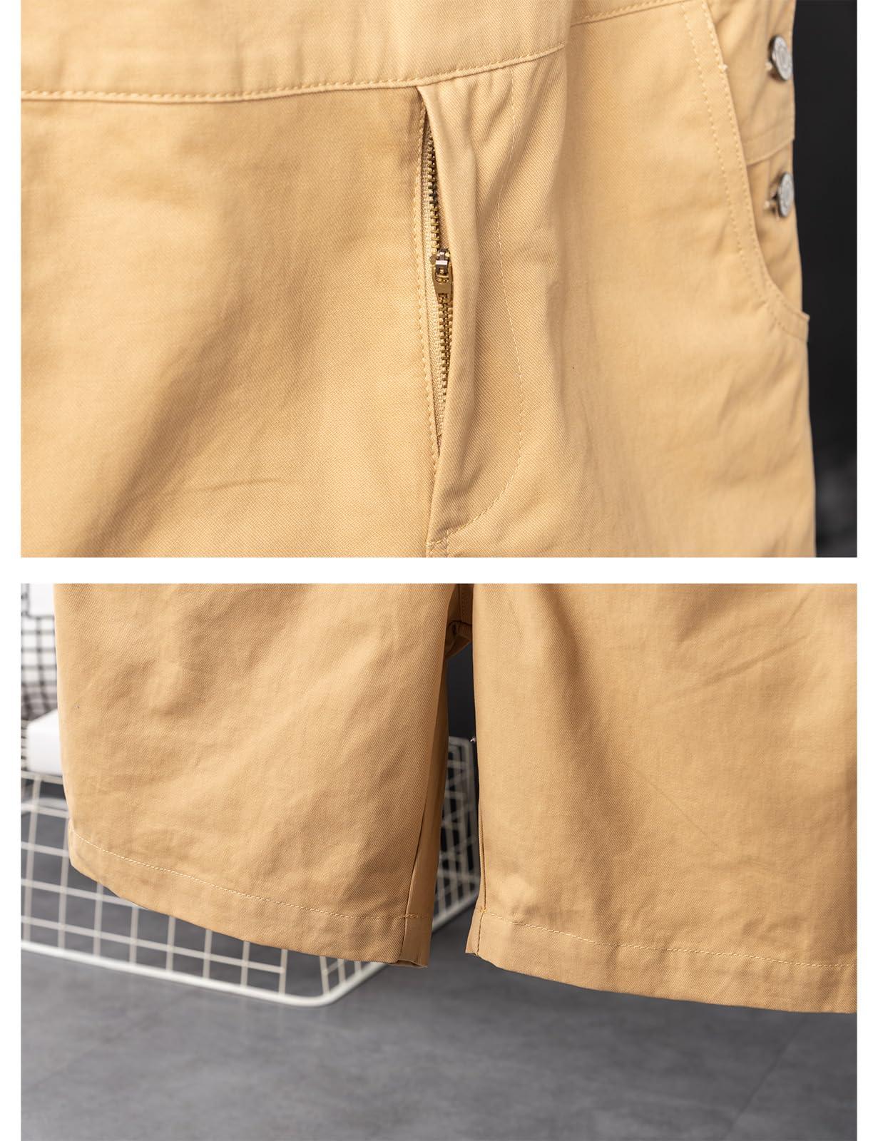 GINZOUS GINZOUS Men's Y2K Fancy Color Bib Overalls Shorts Size 32 Khaki