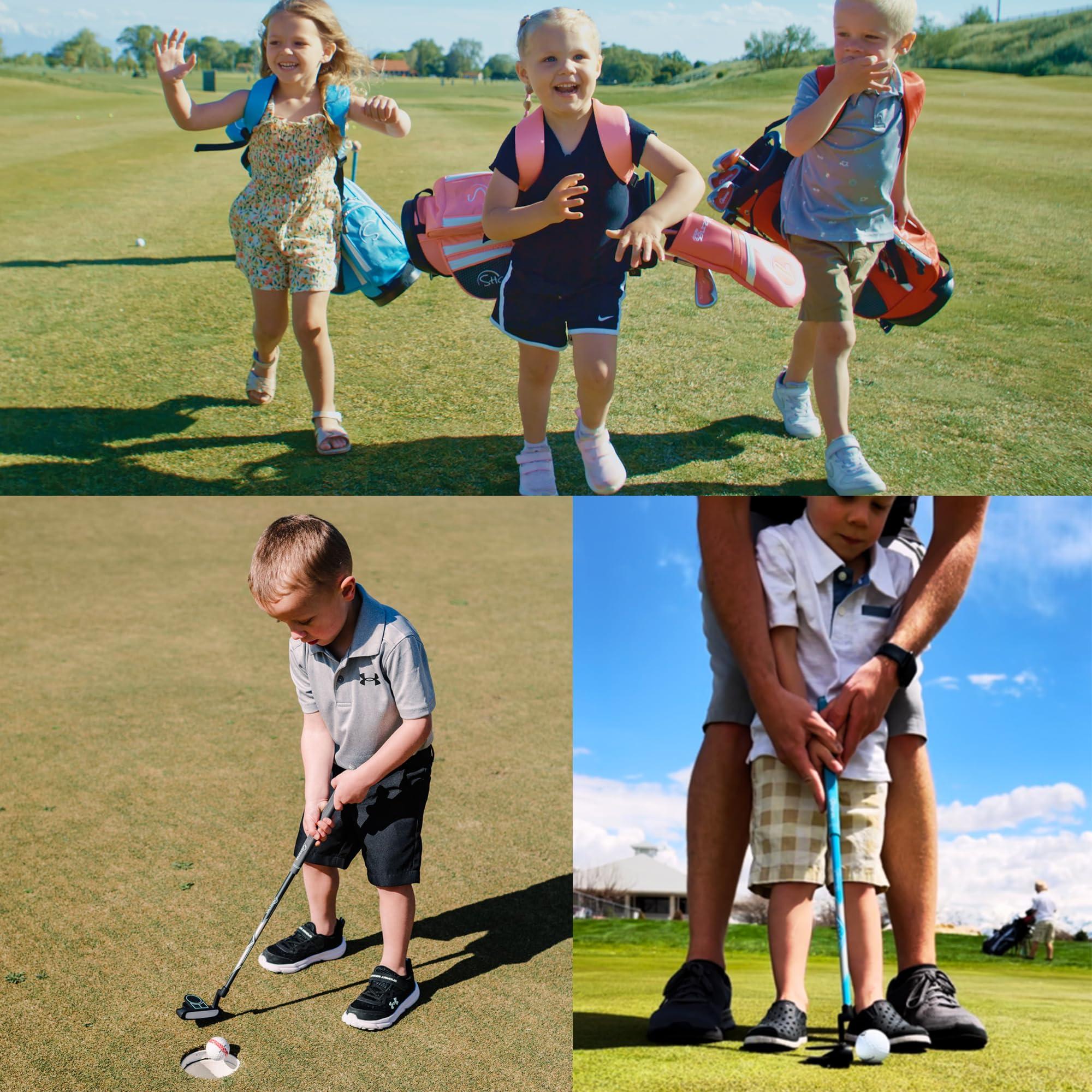 Shorties Golf Shorties Golf - Tiny Kids Golf Club Set | Perfect for Toddler Golfers and Kids 34"-38" Tall | EasyCarry Stand Bag | Driver, 7-Iron, Putter, Headcover, and Rain Cover | Graphite Right Orientation