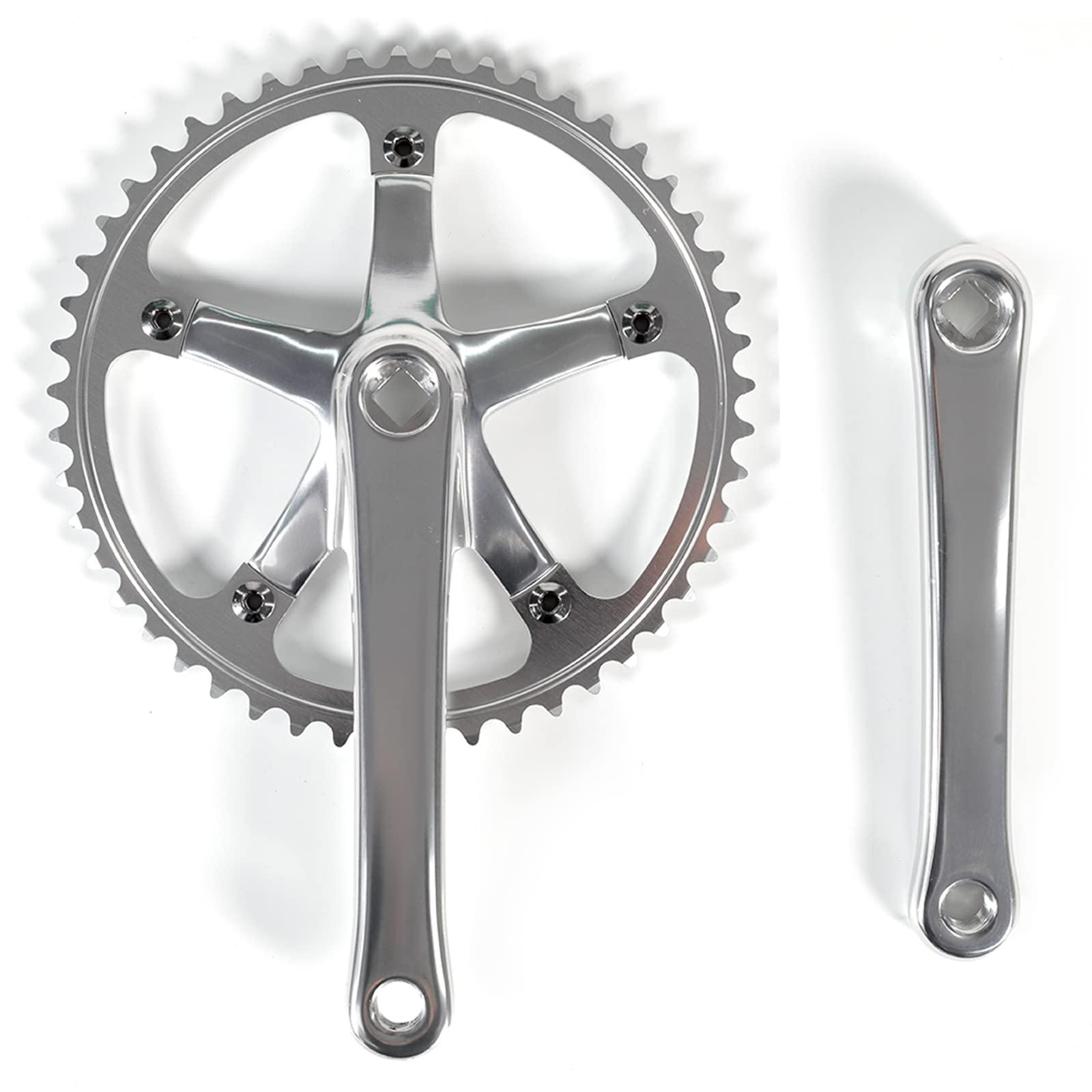 SENQI SENQI Single Speed Bicycle Crankset for Fixed Gear Bikes and Folding Bikes Aluminum Alloy Bike Crank 49T 170mm BCD144mm (Silver)