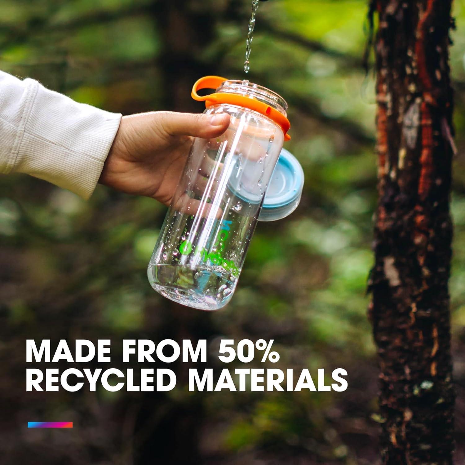 HydraPak HydraPak Recon Twist & Sip - Wide Mouth Recycled Plastic Water Bottle (24oz or 32oz) - Eco Friendly, BPA Free, Easy Carry, 500ml/17oz (2-Pack), Confetti