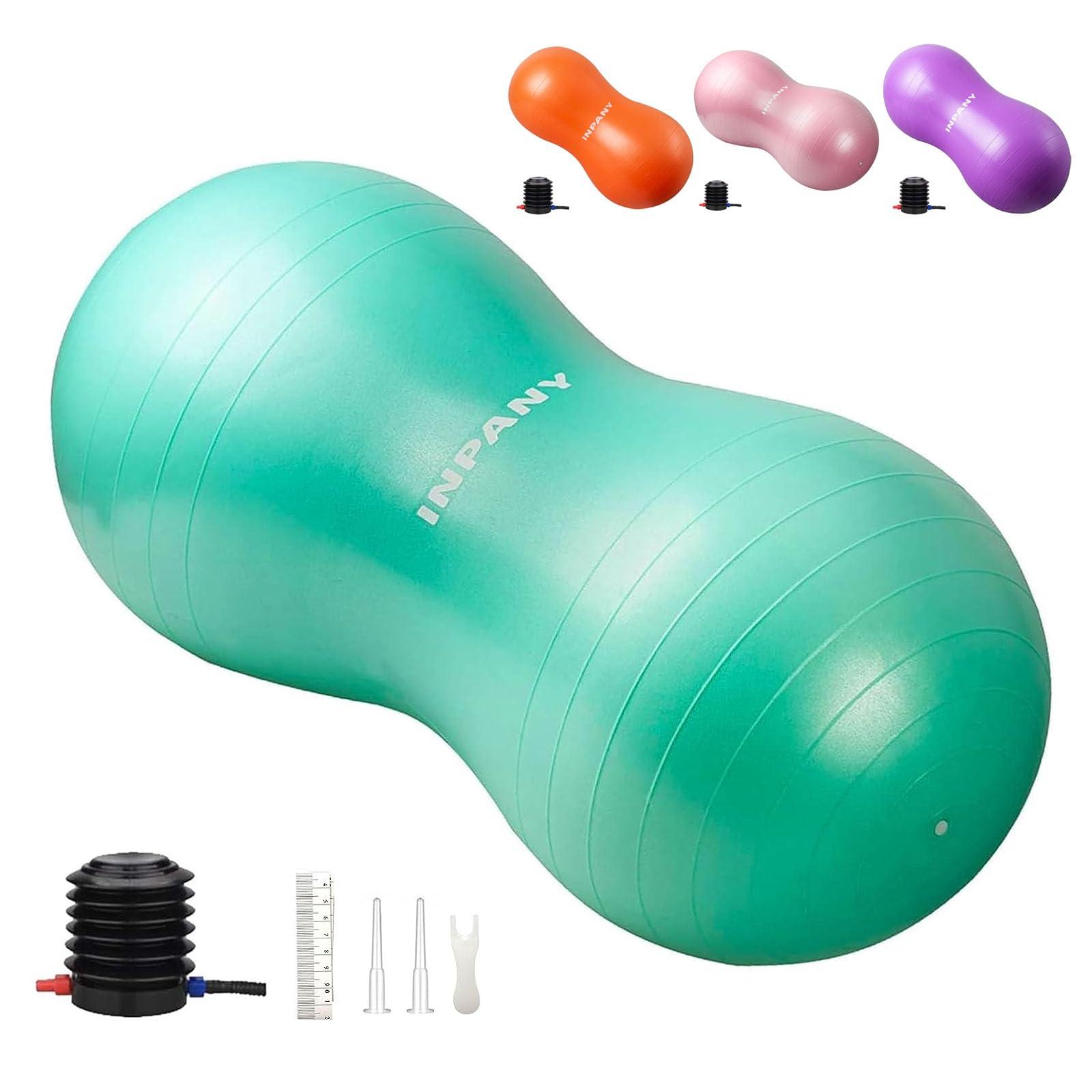 Inpany INPANY Peanut Ball - Anti Burst Exercise Ball for Labor Birthing, Physical Therapy for Kids, Core Strength, Home & Gym Fintness (Include Pump)