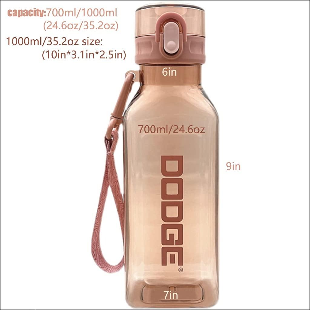 QHLOM QHLOM 24.6oz/35.2oz Large Capacity Water Bottle Plastic BPA Free One-Click Flip Cover (Color : Pink, Size : Medium-35.2oz)