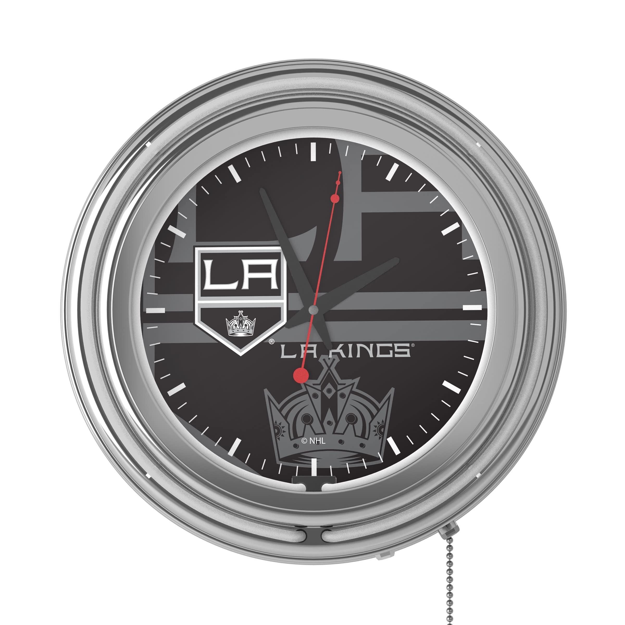 Trademark Global Trademark Global Neon Clock - Retro Los Angeles Kings Watermark Analog Wall Clock with Pull Chain - for Kitchen, Garage, Game Room, or Home Bar