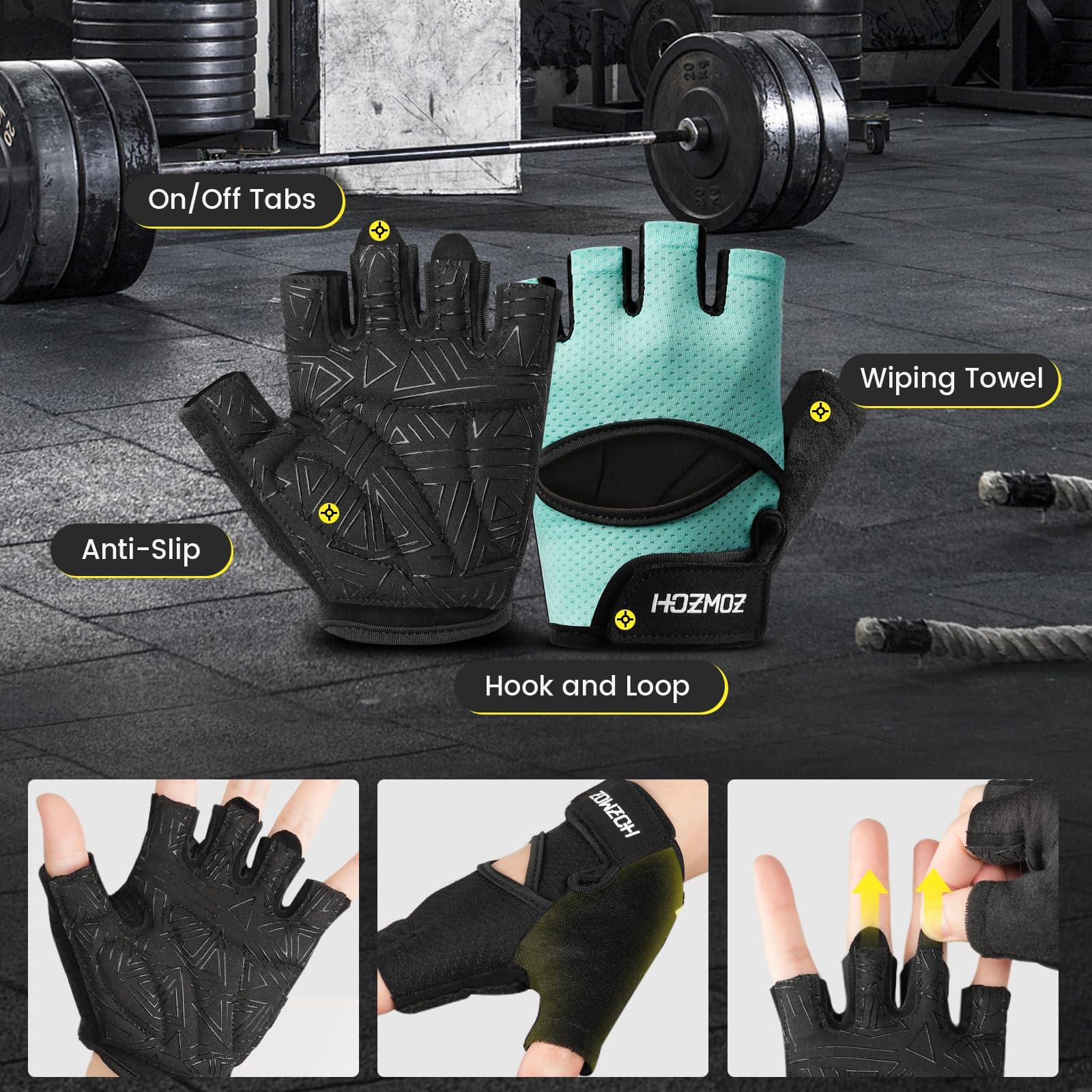 HOZMOZ HOZMOZ Ventilated Weight Lifting Gloves, Thick Padded Gym Gloves with Full Palm Protection & Grip & Shock Absorption for Women & Men