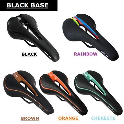 GORIX GORIX Bike Saddle Seat Comfortable Cushion with Rail Mountain Road Bicycle for Men and Women (GX-C19) (Black×Red)