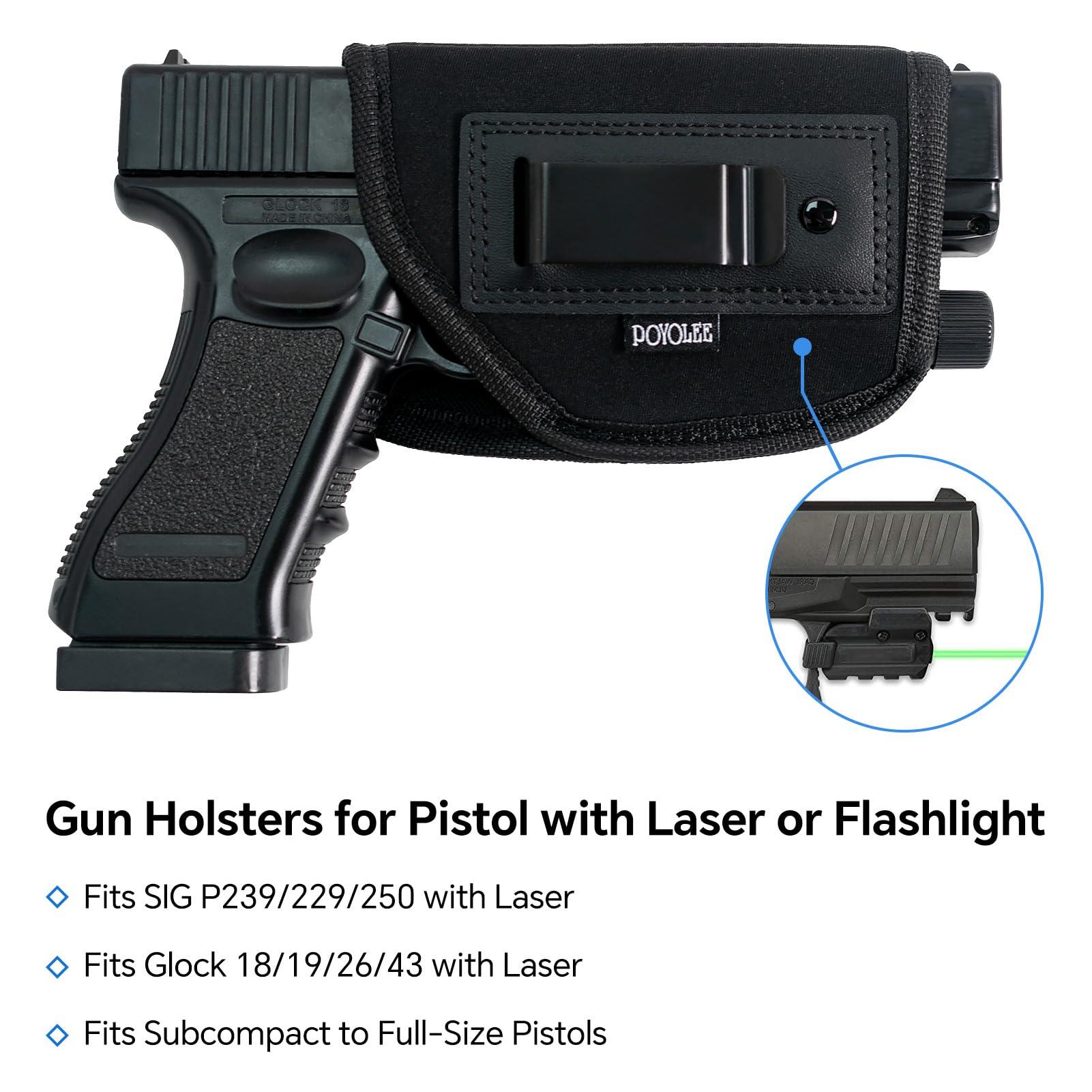 POYOLEE POYOLEE Concealed Carry Holster w/Laser Light Gun Holsters for Men Women Universal IWB Pistol Holster Fit Most Handgun with Laser Flashlight (Blue01, Right-Handed Draw (IWB))