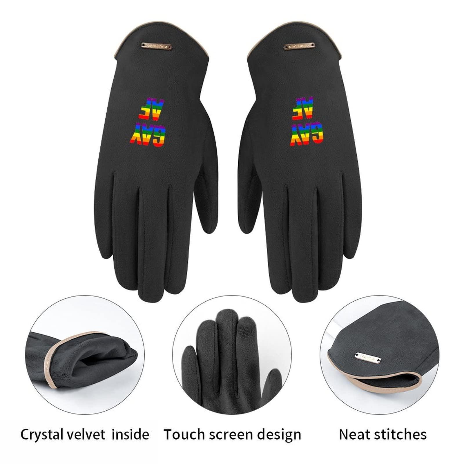 BAIKUTOUAN BAIKUTOUAN LGBT Gay Pride AF Women's Winter Warm Gloves Fleece Lining for Driving and Cycling