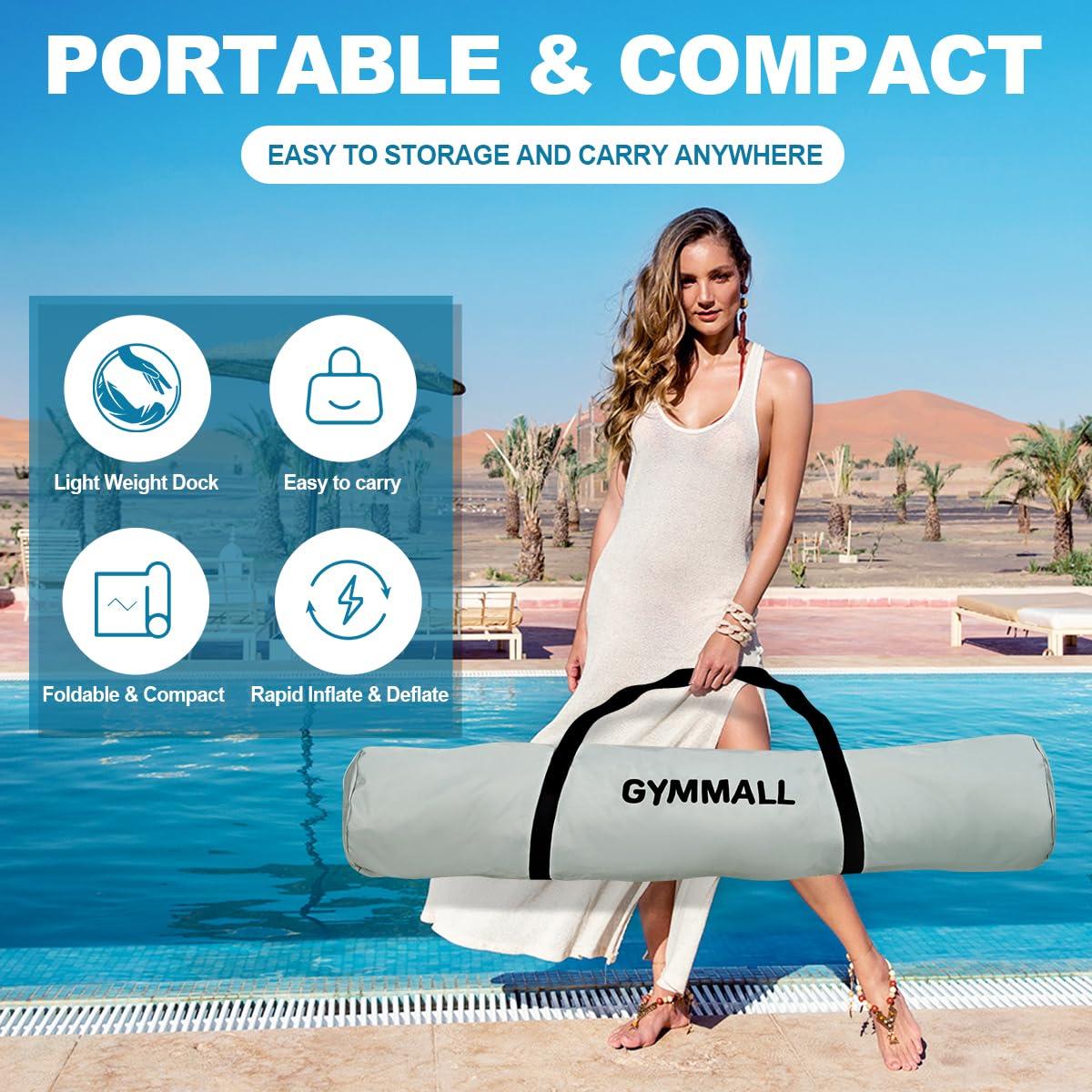 GYMMALL GYMMALL Inflatable Floating Dock Platform, 6ft*5ft Air Dock Platform Floating Island Raft with None-Slip Surface, 6in Thick Water Floating Dock Mat for Swimming Pool Lake Beach Ocean