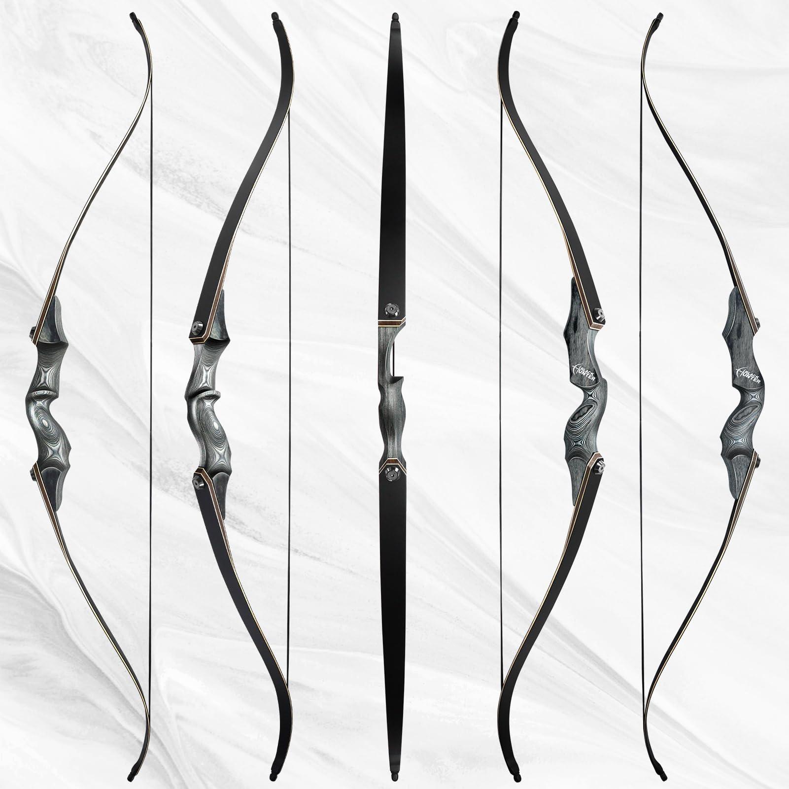 Obert Obert Original Black Hunter Takedown Recurve Bow 60inch with Bamboo Core Limbs Archery Hunting Target Practice