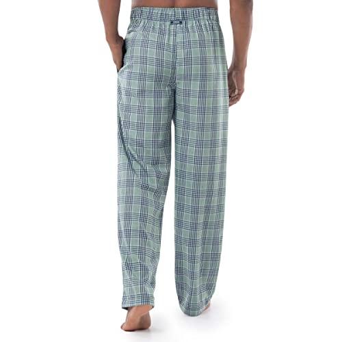 IZOD IZOD Men's Poly-Rayon Yarn-dye Woven Sleep Pant Pajama Bottom, Green/Navy Plaid, Medium