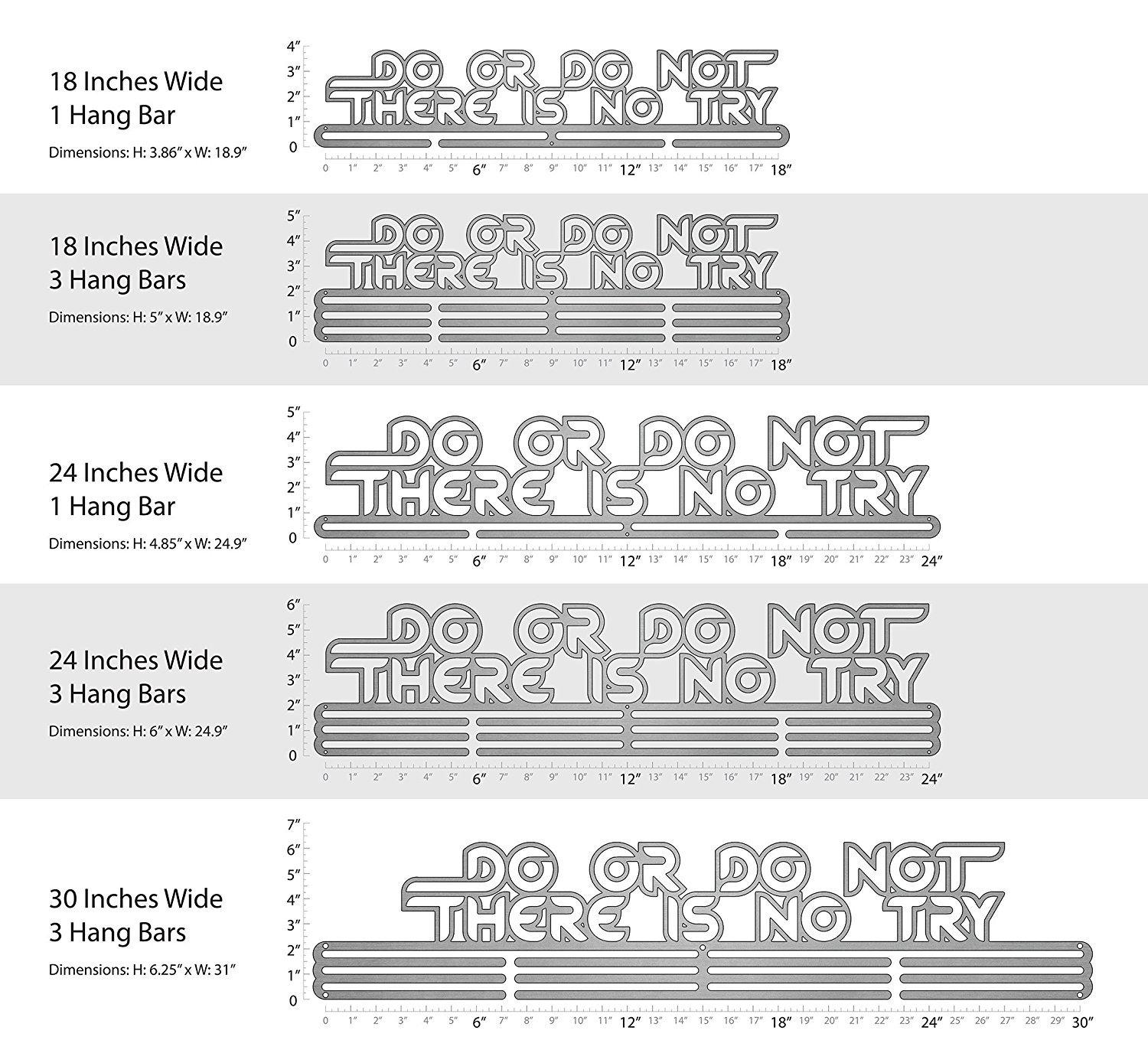 Allied Medal Hangers Allied Medal Hangers - Do Or Do Not, There is No Try (30\" Wide with 3 Hang Bars) - Medal Hanger Holder Display Rack - Multiple Variations Offered!