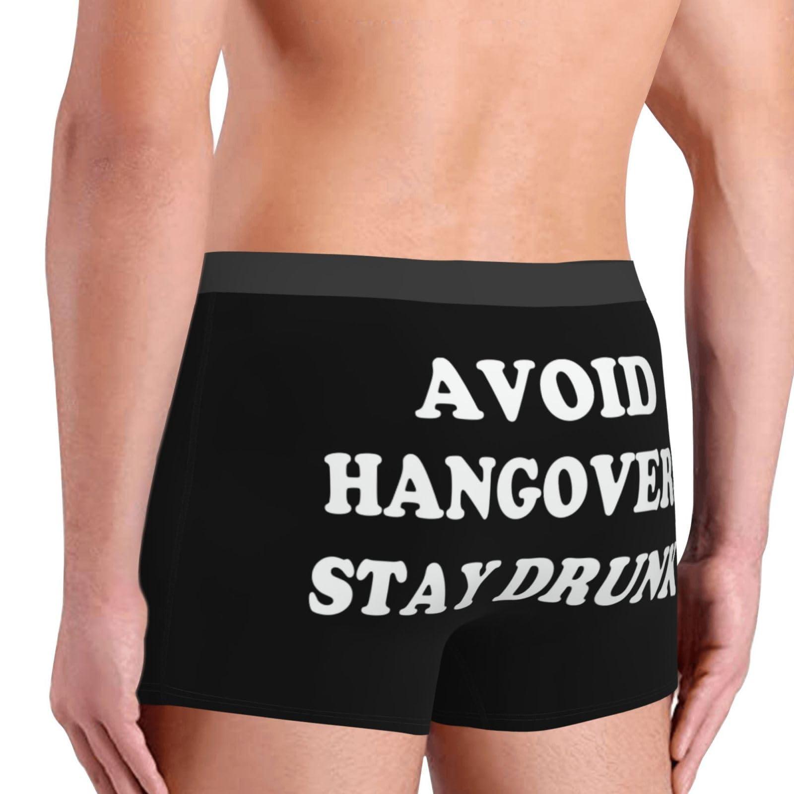 Diputer Diputer Avoid-Hangovers-Stay-Drunk-Boxers Funny Boxer Briefs For Mens Novelty Boxer Shorts Humorous Underwear -Xxl Black