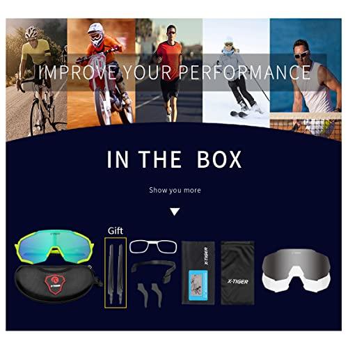 X-TIGER X-TIGER Polarized Sports Sunglasses with 3 Interchangeable Lenses,Mens Womens Cycling Glasses,Baseball Running Fishing Golf Driving Sunglasses