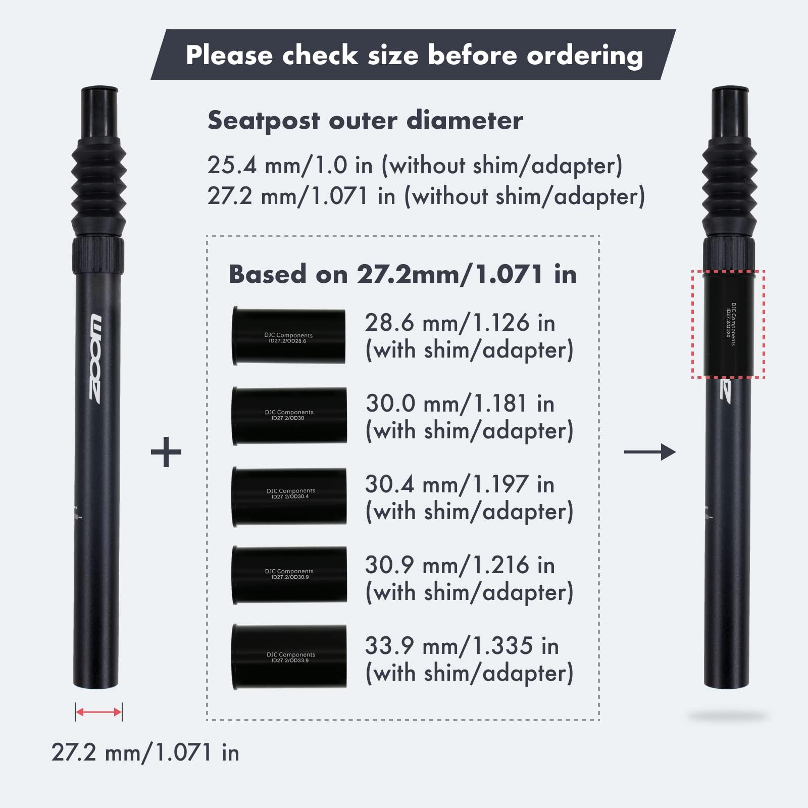 DJC Components DJC Suspension Seatpost Straight Pillar Headless Bike Seat Post Shock Absorber for City Bike MTB 25.4 27.2 28.6 30.4 30.9 31.6mm(30.4mm Black)