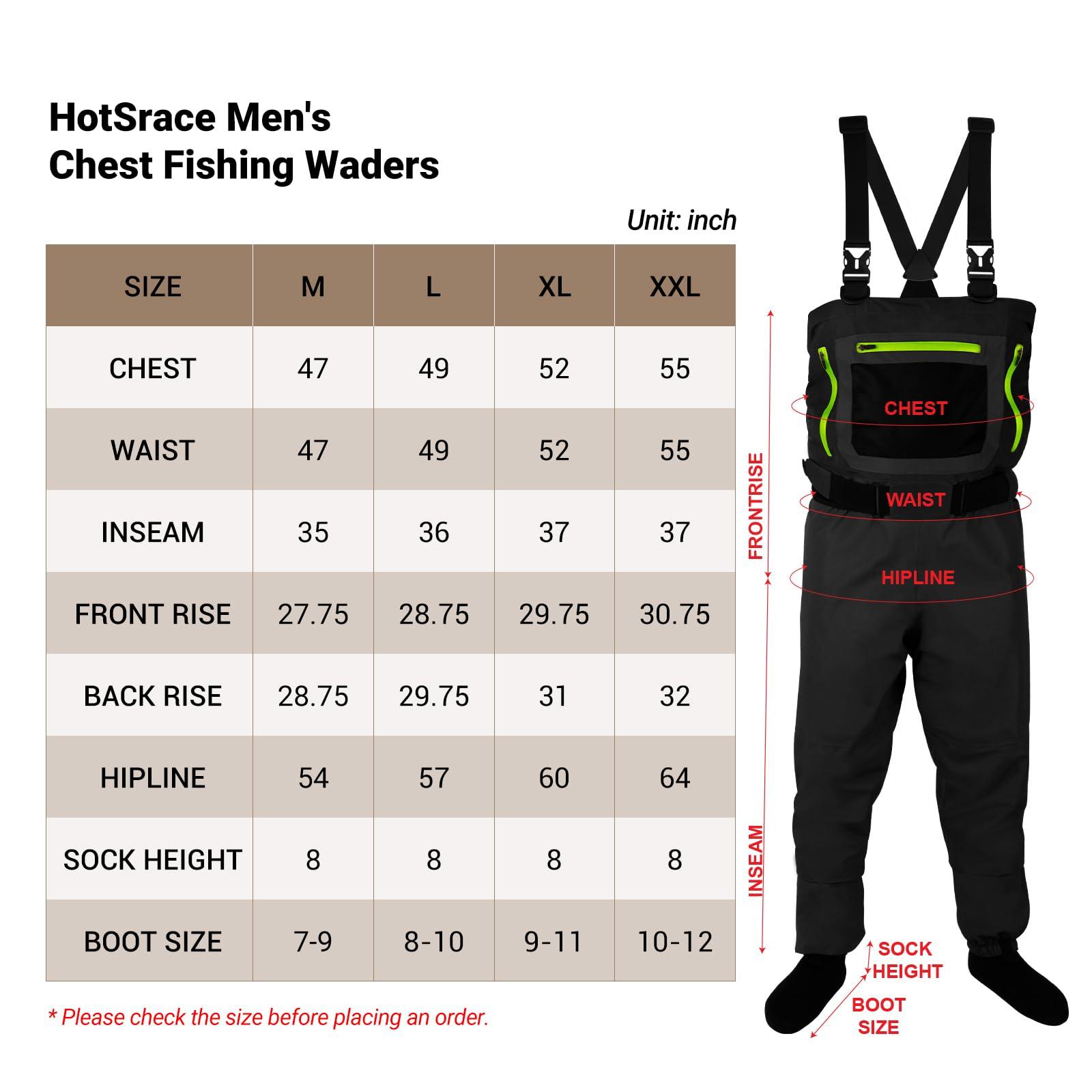 HotSrace HotSrace Chest Fishing Waders for Men and Women, 3-plyer Nylon Waterproof Lightweight Waders with 4mm Neoprene Stockingfoot