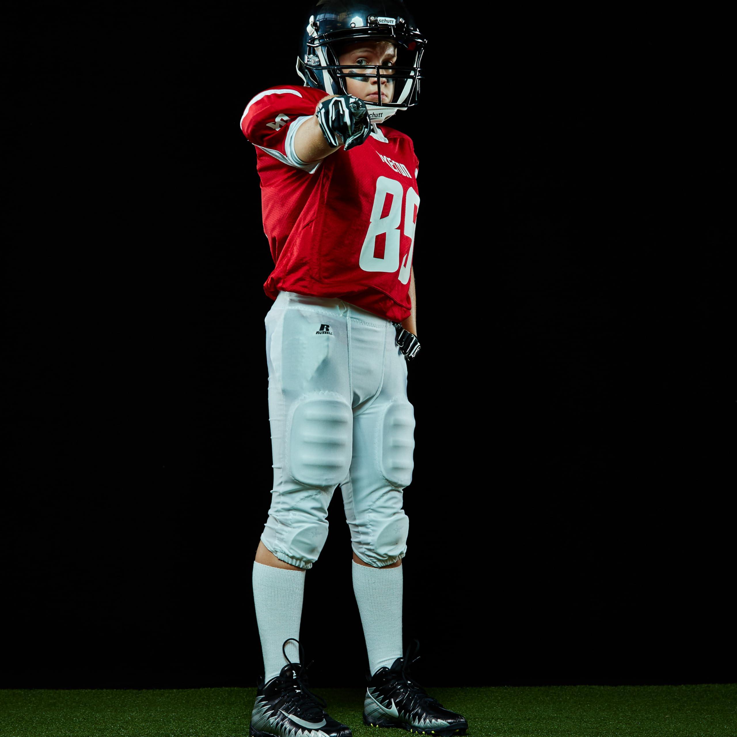 Russell Athletic Russell Athletic Youth Deluxe Game Football Pant - Premium Performance Football Pants for Young Athletes with Advanced Pad System for Superior Durability & Flexibility, White, 2XL