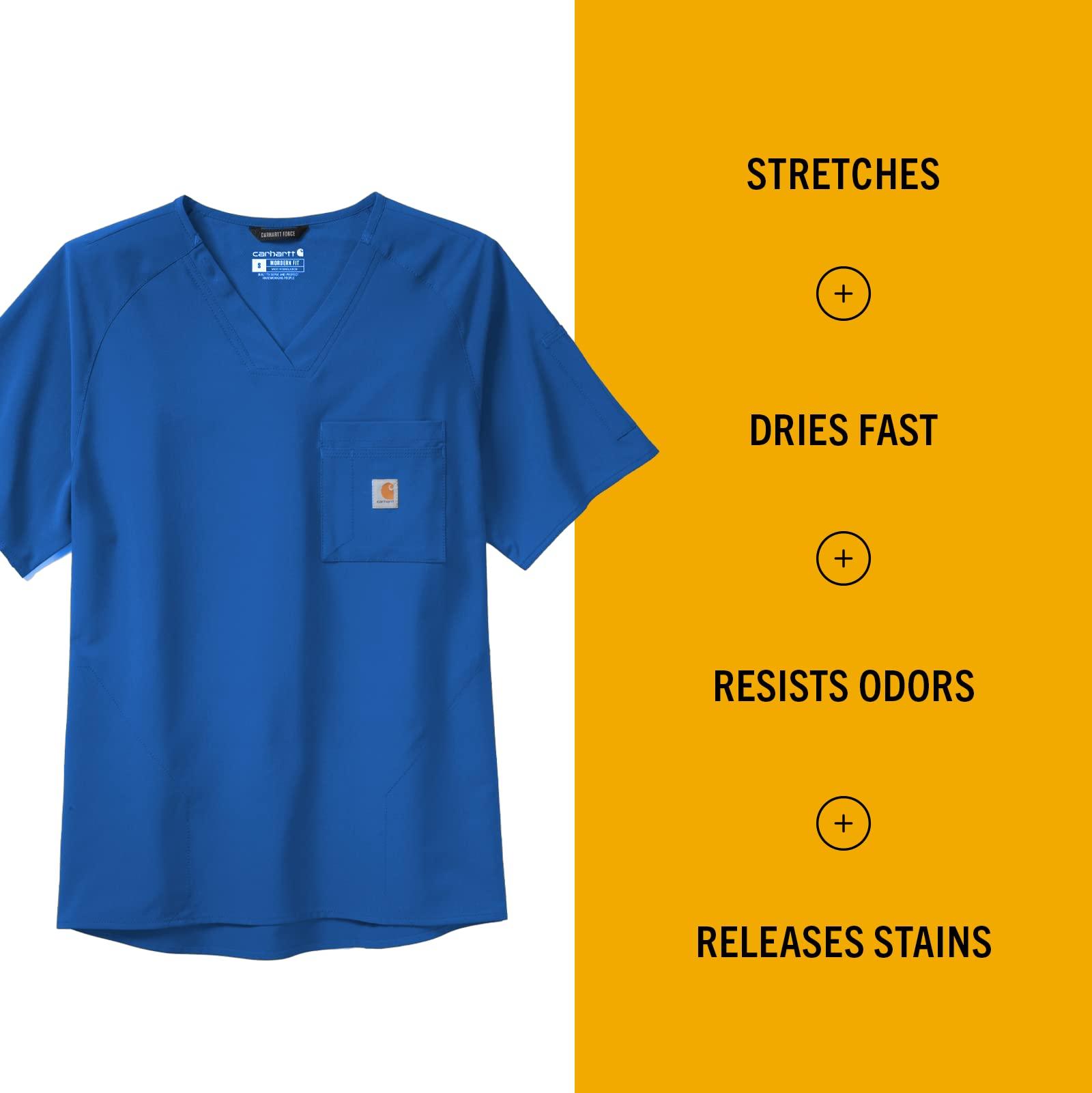 Carhartt Carhartt Cross-Flex Scrubs for Men, Chest Pocket V-Neck Scrub Tops - Royal, L