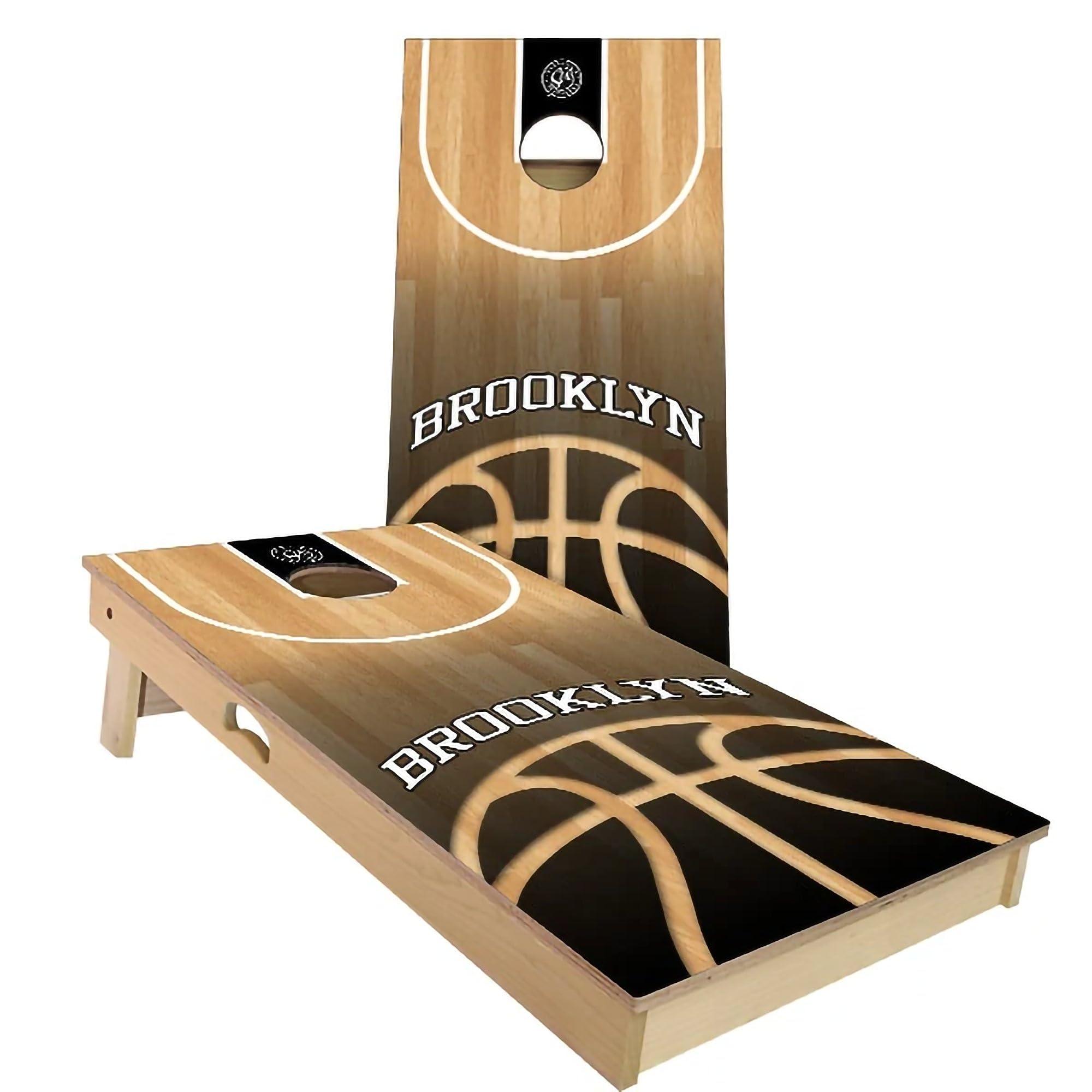 Skip\'s Garage Skip\'s Garage Brooklyn Themed Cornhole Set - Premium 2x4 (Weather Bags) - Include Case + Hole Lights