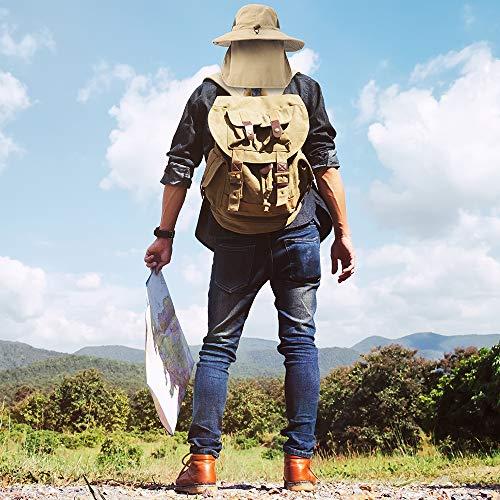 SUN CUBE SUN CUBE Fishing Hat Sun Hat for Men, Women, Hiking Sun Hat with Neck Flap, Wide Brim, Chin Strap, Safari Summer Bucket Boonie Hat, UPF 50+ Outdoor Protection, Packable Breathable Mesh (Tan)