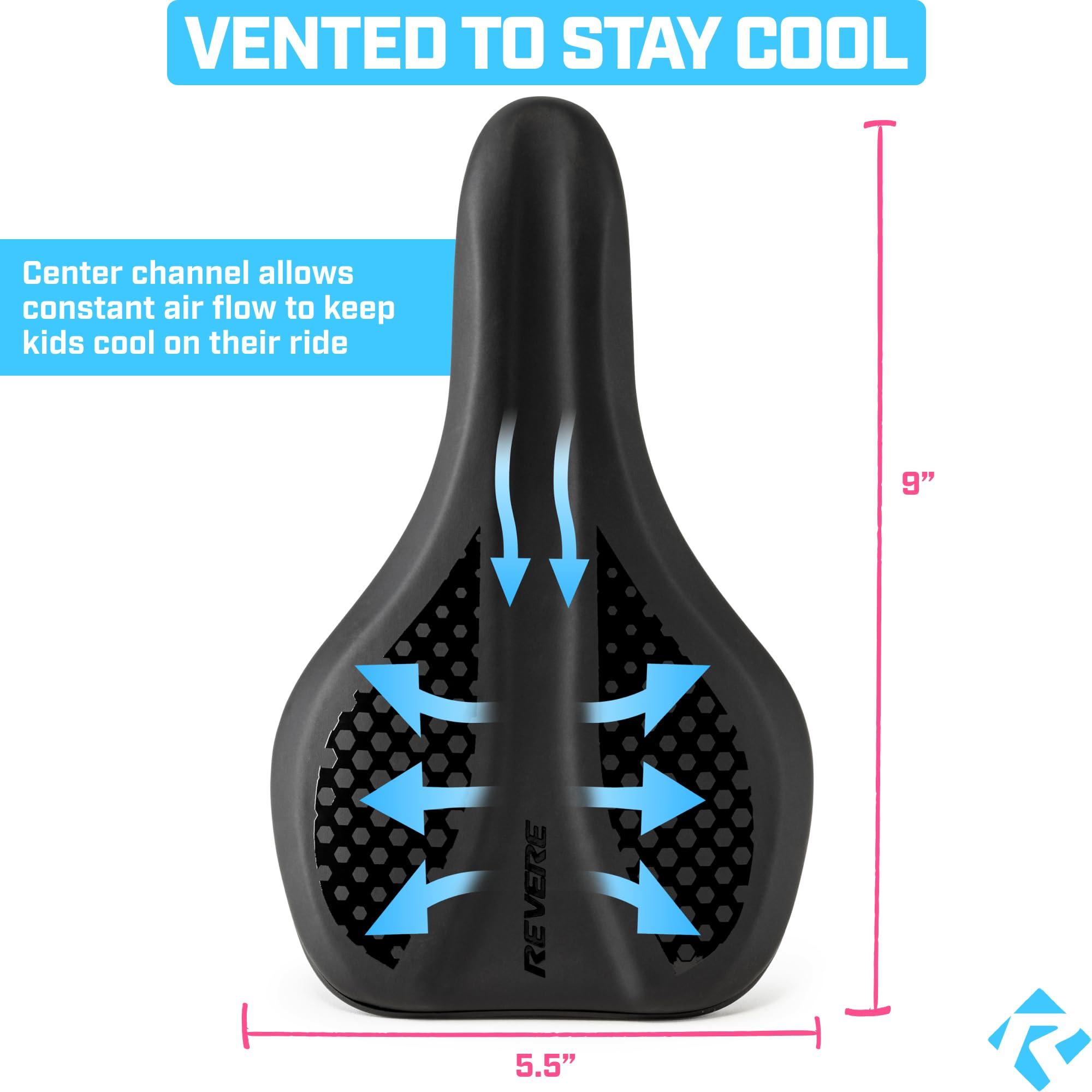 Revere Bicycles Revere Youth Memory Foam Saddle - Stylish, Ultra-Comfort Bike Seat for Kids & Youth, Premium Quality Seat for Boys and Girls Bikes, Perfect for Kids 16" to 24"