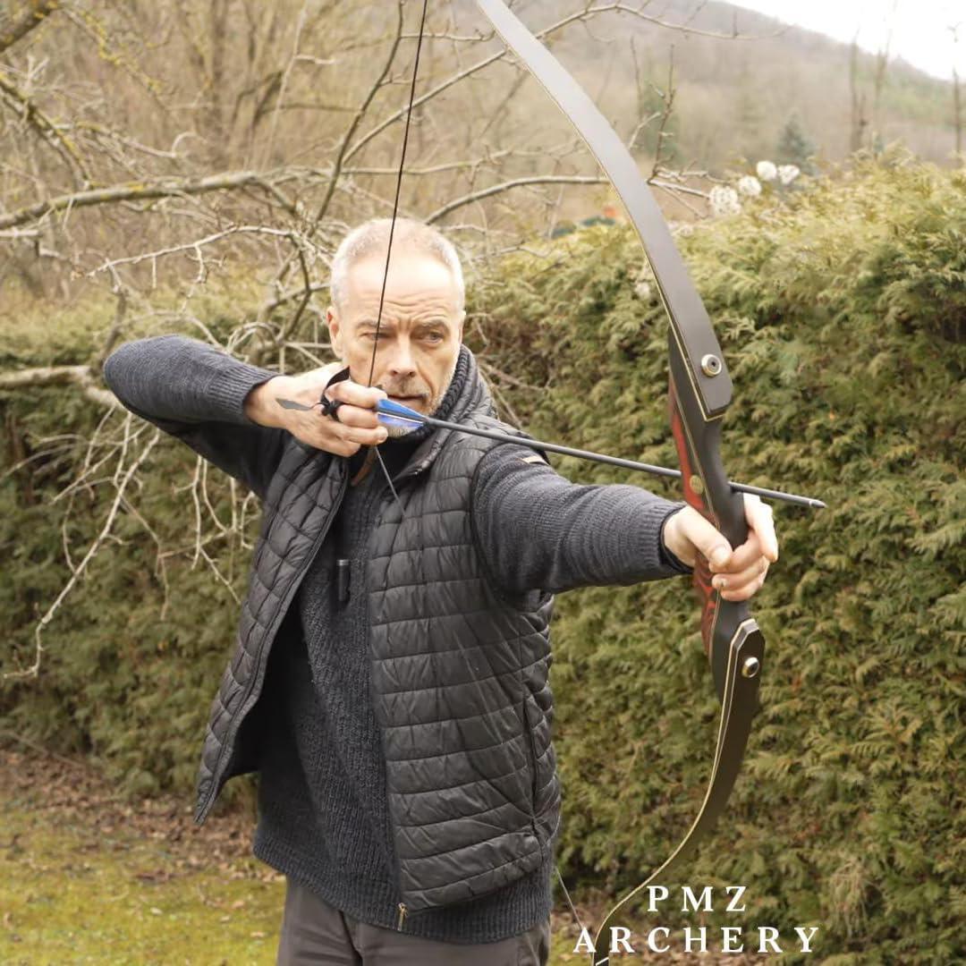 PMZ PMZ Recurve Bow and Arrow Set, Newset Professional Aldults Archery Hunting Bow Kit, 60'' Wooden Takedown Bow, for Youth Beginners to Advanced Outdoor Practice & Hunting, Right Hand, 40 lbs