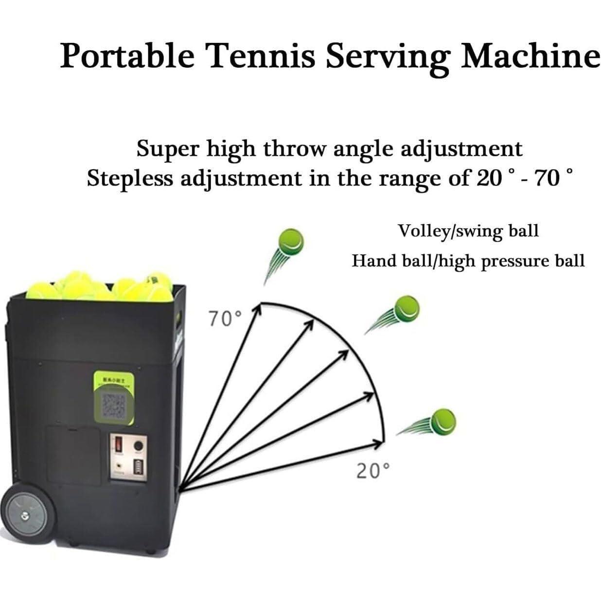 MAHWER MAHWER Portable Tennis Ball Machine, Automatic Tennis Ball Launcher, Adjustable Angle, Speed, Rotation, for Beginners Solo Training Sports, 50 Large Capacity