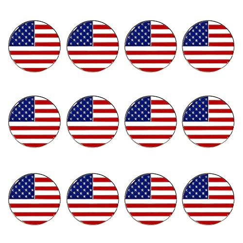 GOLTERS GOLTERS Golf Ball Markers Assorted Patterns Value Pack of 12 Golf Gifts, Golf Cap Clips and Divot Repair Tools Parter Accessories Sets for Men Women Golfer (Flag 12pcs)