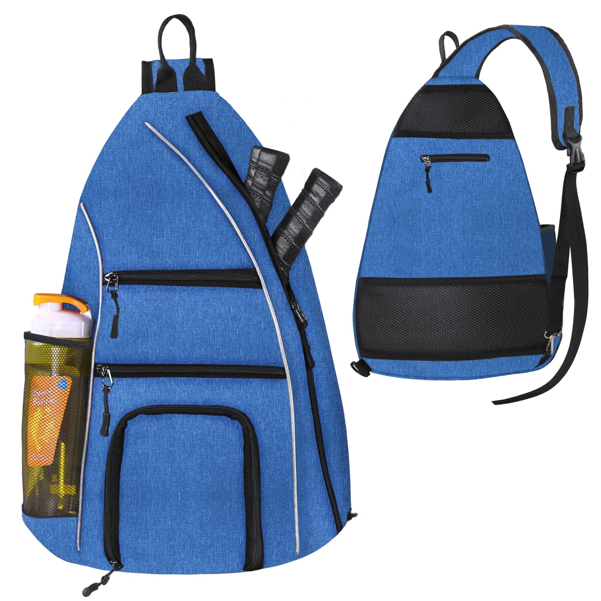 LLYWCM LLYWCM Pickleball Bag | Reversible Crossbody Sling Backpack for Paddle, Tennis, Racket and Travel - for Women Men (Dark Blue)