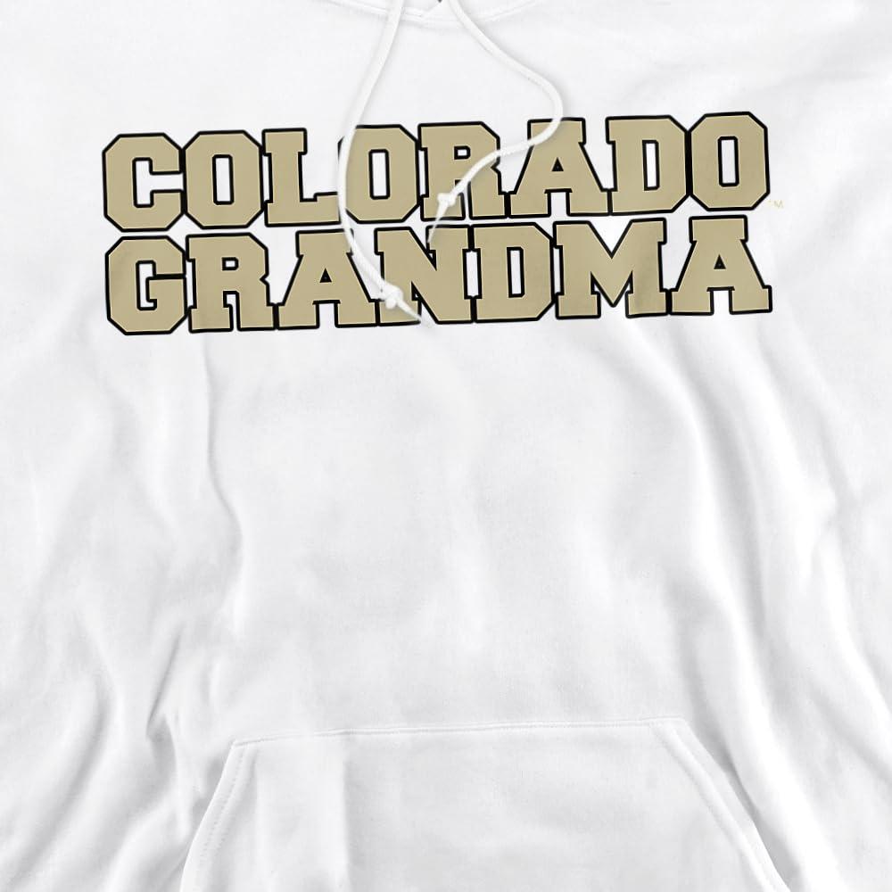LOGOVISION University of Colorado Official Grandma Unisex Adult Pull-Over Hoodie, White, Large
