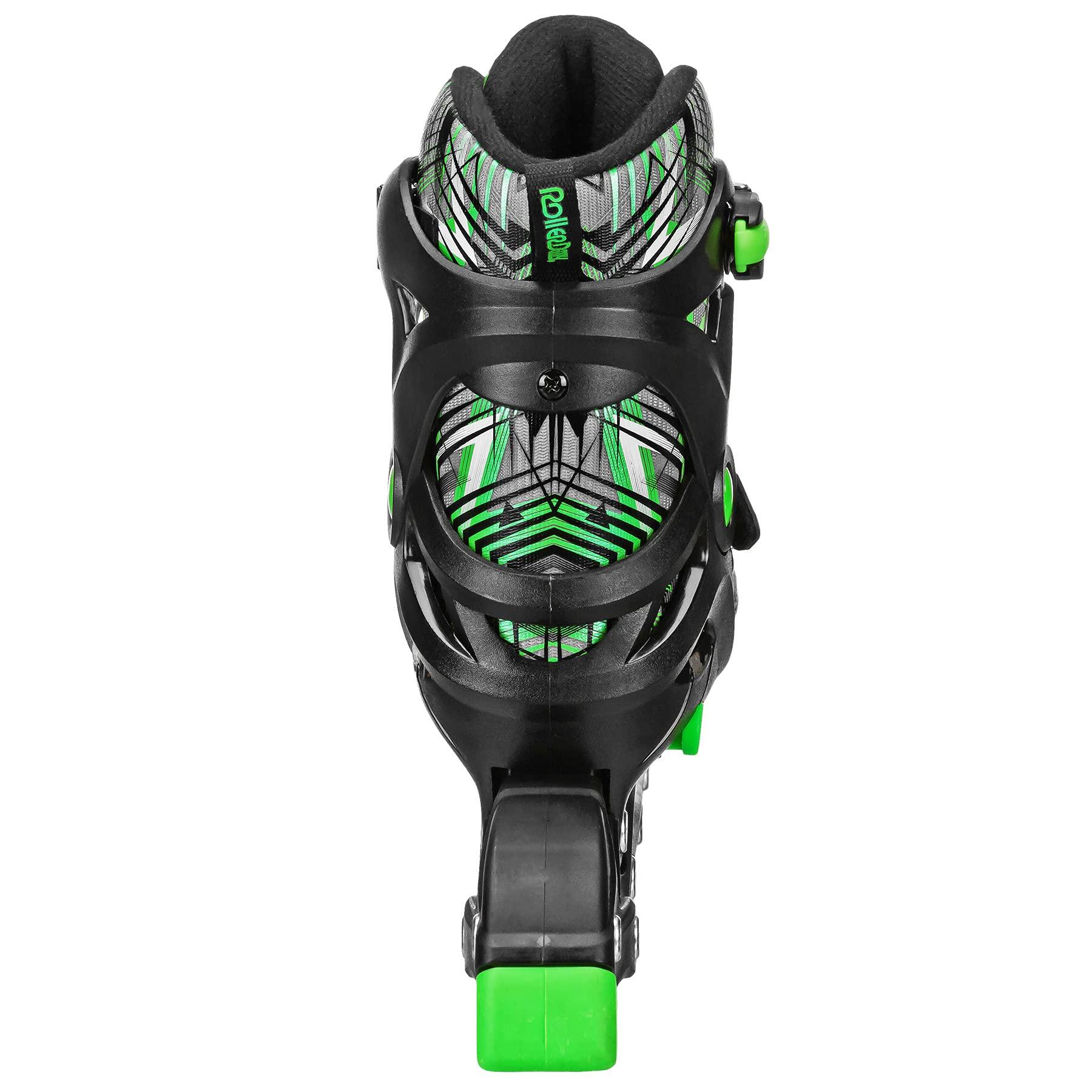 Roller Derby Roller Derby Stryde Youth Adjustable Inline Lighted Wheel Skates Small Black/Green