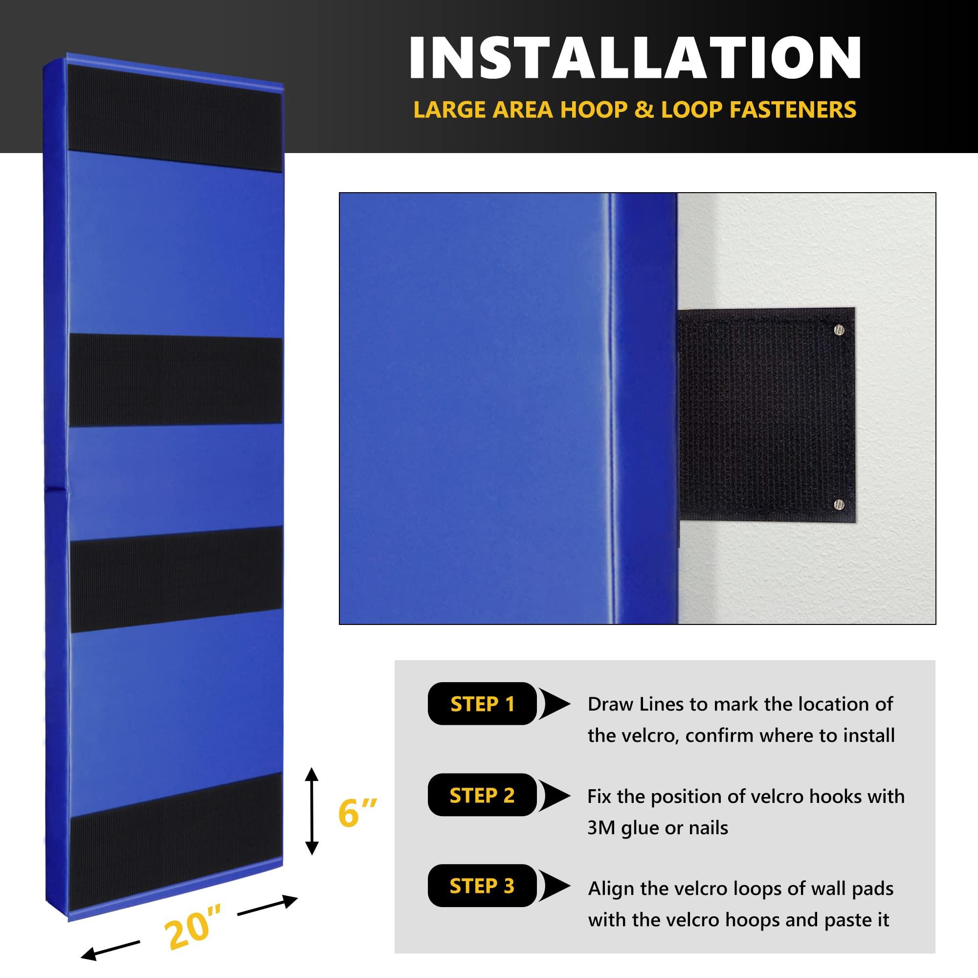 PHENEPUS Gym Wall Padding, Basketball Court Wall Protector, 2" Thick Foam Protective Wall Mat for Wall Mount Basketball Hoops, Garage, Taekwondo - Waterproof & UV-Resistant (Blue, 1 PCS)