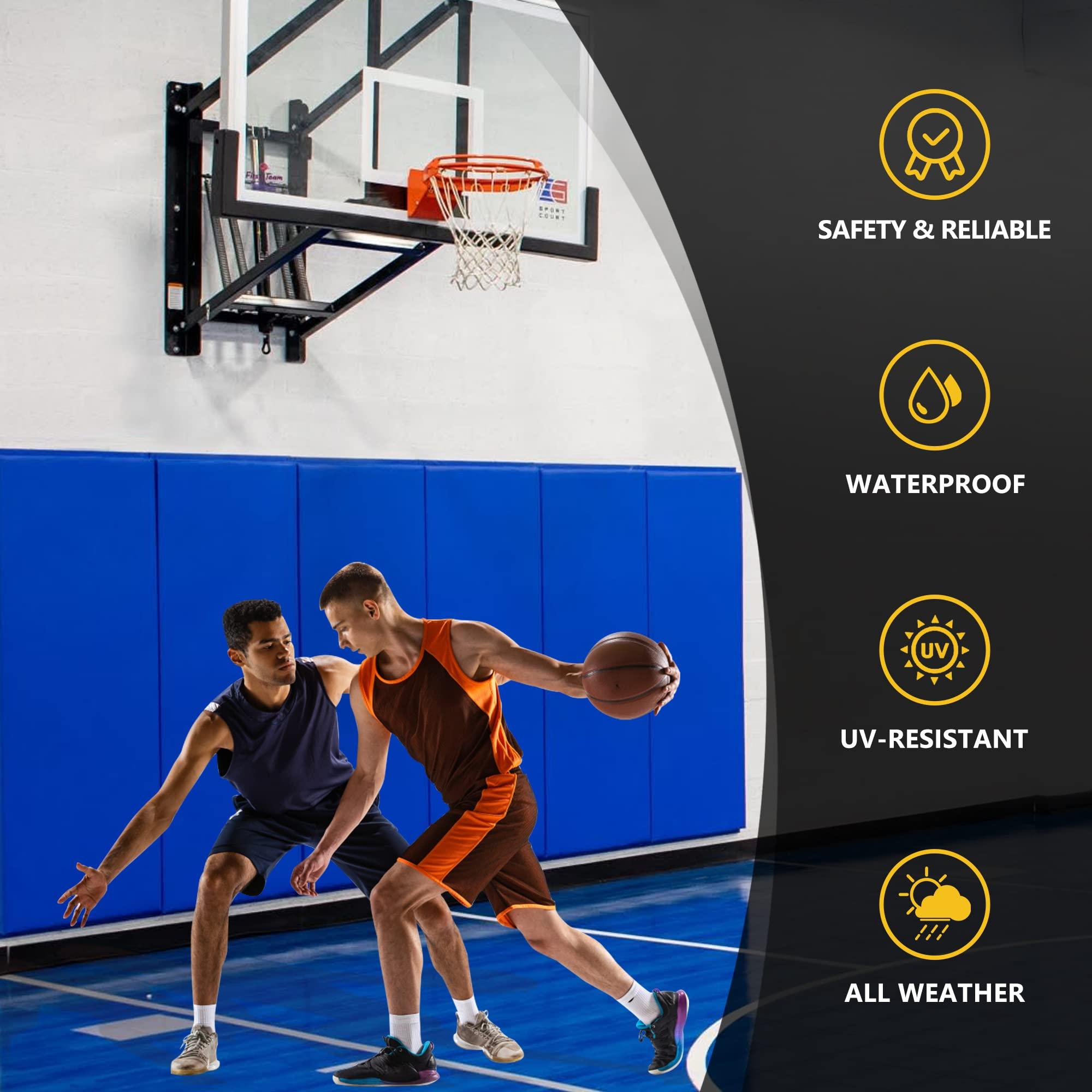 PHENEPUS Gym Wall Padding, Basketball Court Wall Protector, 2" Thick Foam Protective Wall Mat for Wall Mount Basketball Hoops, Garage, Taekwondo - Waterproof & UV-Resistant (Blue, 1 PCS)