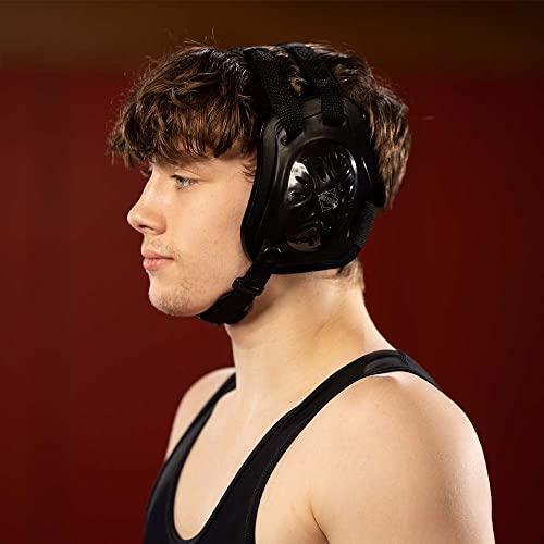 Matman Matman Wrestling Headgear Adult Men Women Ear Guard BJJ Triforce Grappling Head Guard (Black)
