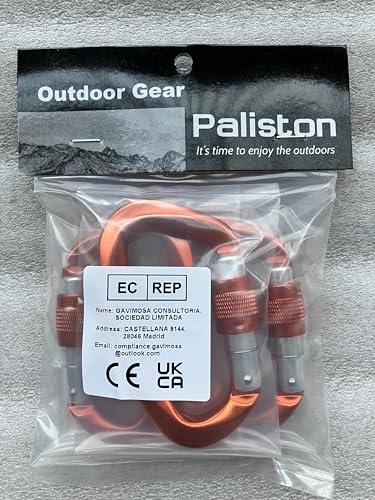 Paliston Locking Carabiner - 25kN 5600lb Climbing Carabiner Screw Gate D Shape Carabiner Black (Pack of 2)