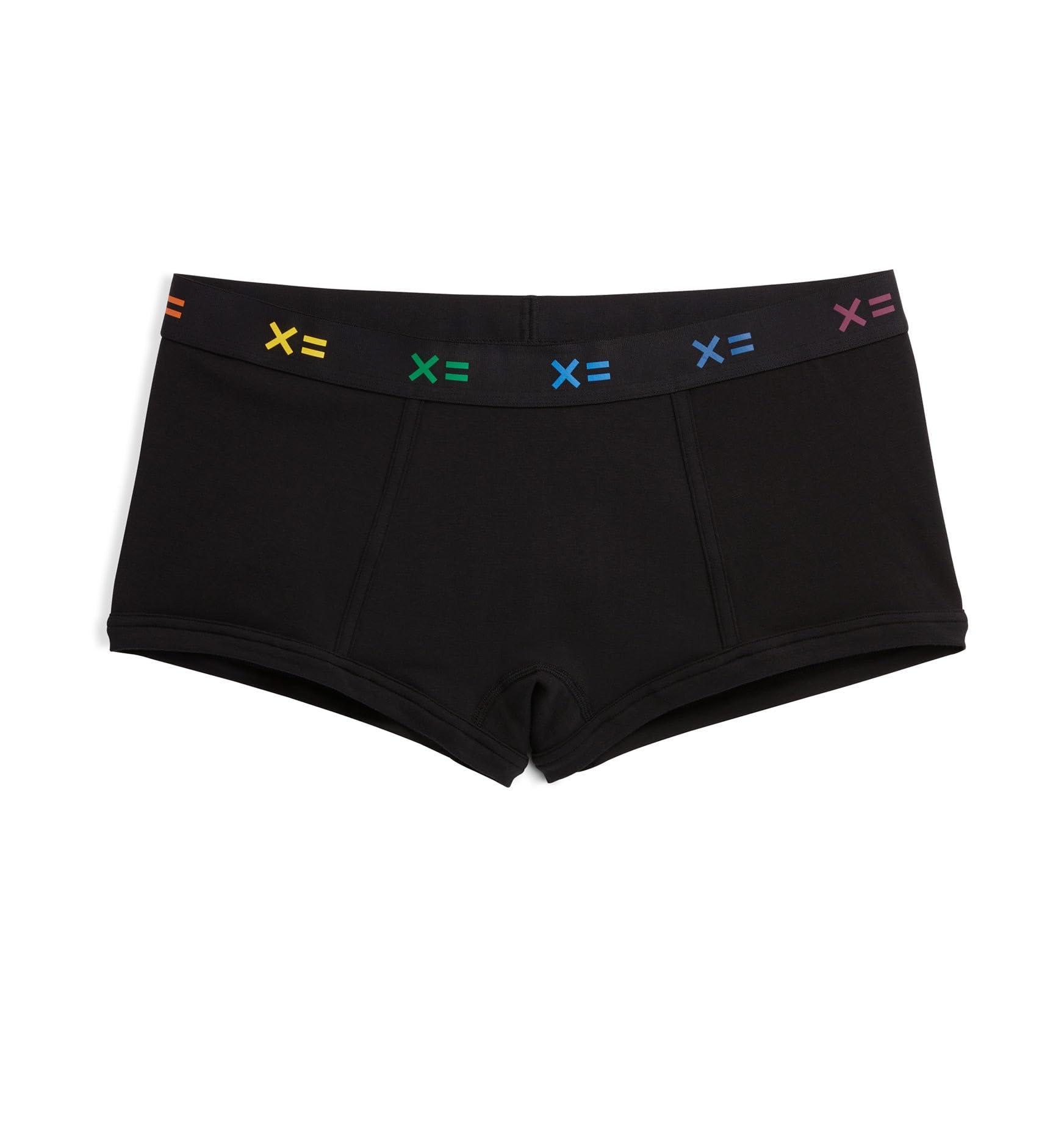 TomboyX TomboyX Boy Short Underwear For Women, Cotton Stretch Comfortable Boxer Briefs Panties -2X-Large Black X= Rainbow
