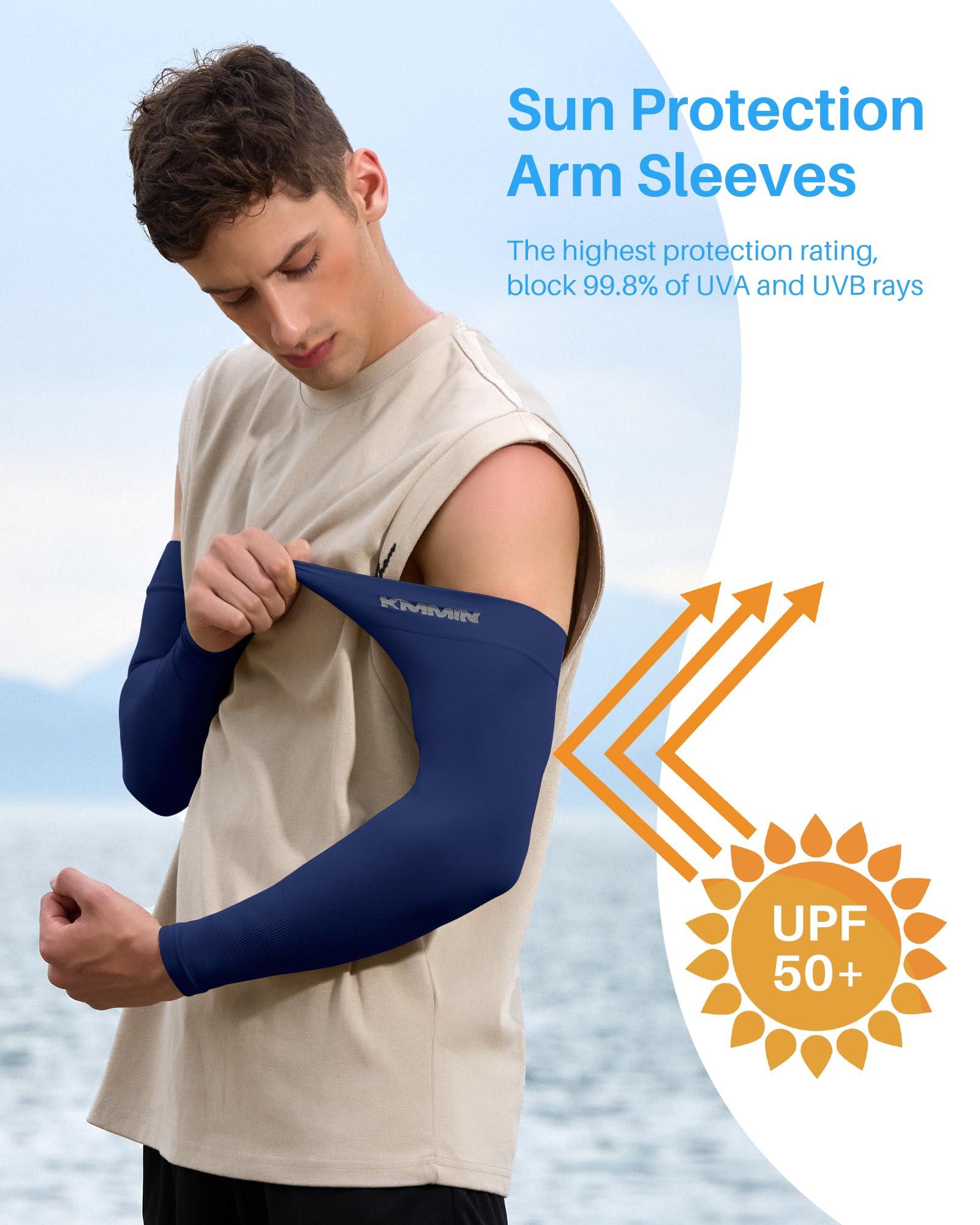 KMMIN KMMIN Arm Sleeves, UV Protection Sleeves for Driving Cycling Golf Basketball Cooling Arm Sleeves UPF 50 Sunblock Protective Gloves for Men Women Adults Covering Tattoos (Navy+White+Green+Beige)