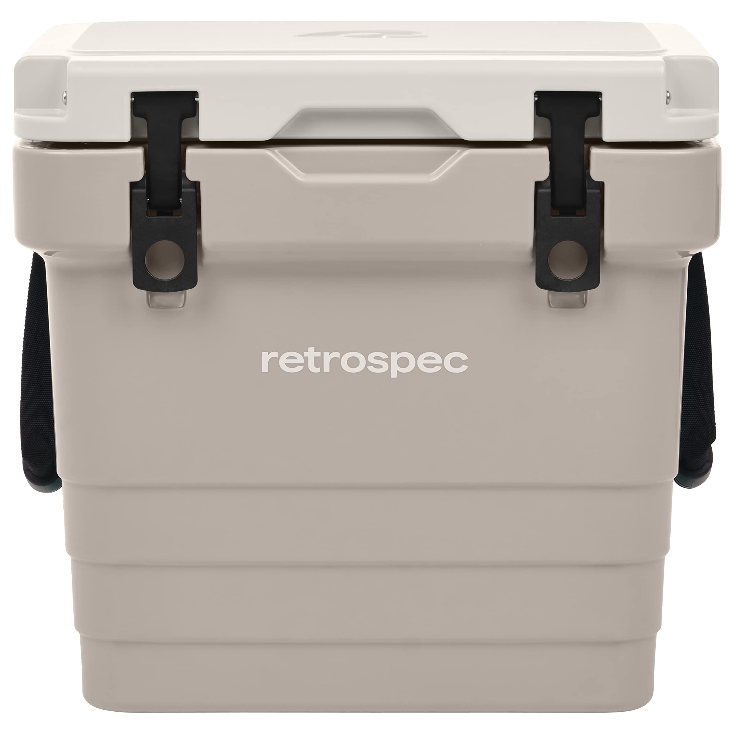 Retrospec Retrospec Palisade Rotomolded 25 Qt Cooler - Fully Insulated Portable Ice Chest with Built in Bottle Opener, Tie-Down Slots & Dry Goods Basket - Large Beach, Camping & Travel Coolers - Dune