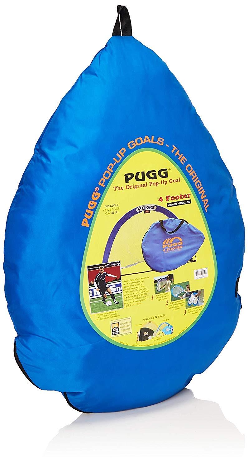 PUGG PUGG 4 Foot Pop Up Soccer Goal - Portable Training Futsal Football Net - The Original Pickup Game Goal (Two Goals & Bag)