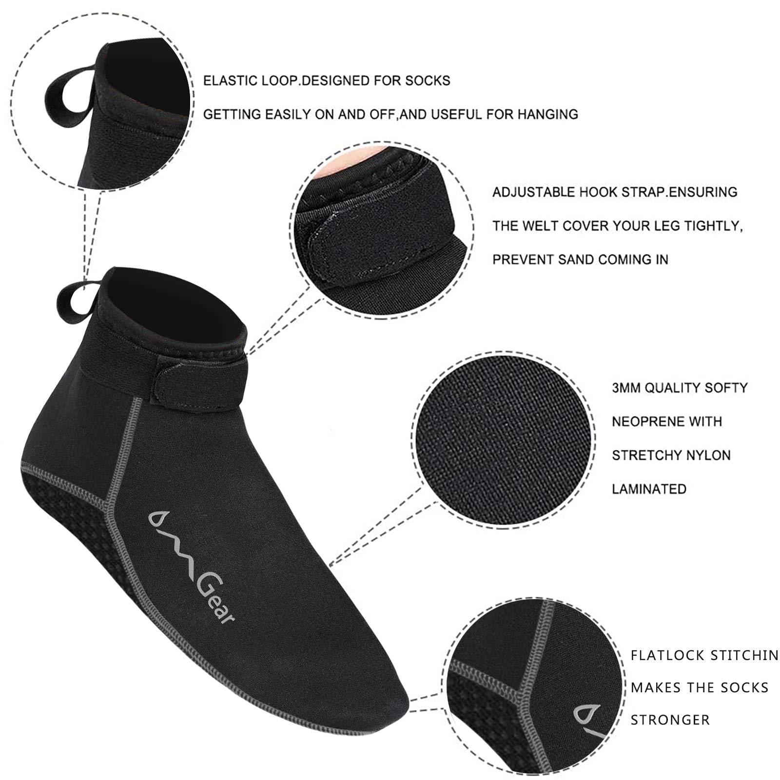 OMGear OMGear Water Socks Neoprene Socks Beach Booties 3mm Scuba Diving Surfing Snorkeling Wetsuit Outdoors Socks Fin Swim Socks (3mm Low Cut/Grey, M(men 8-9,women 9-10)