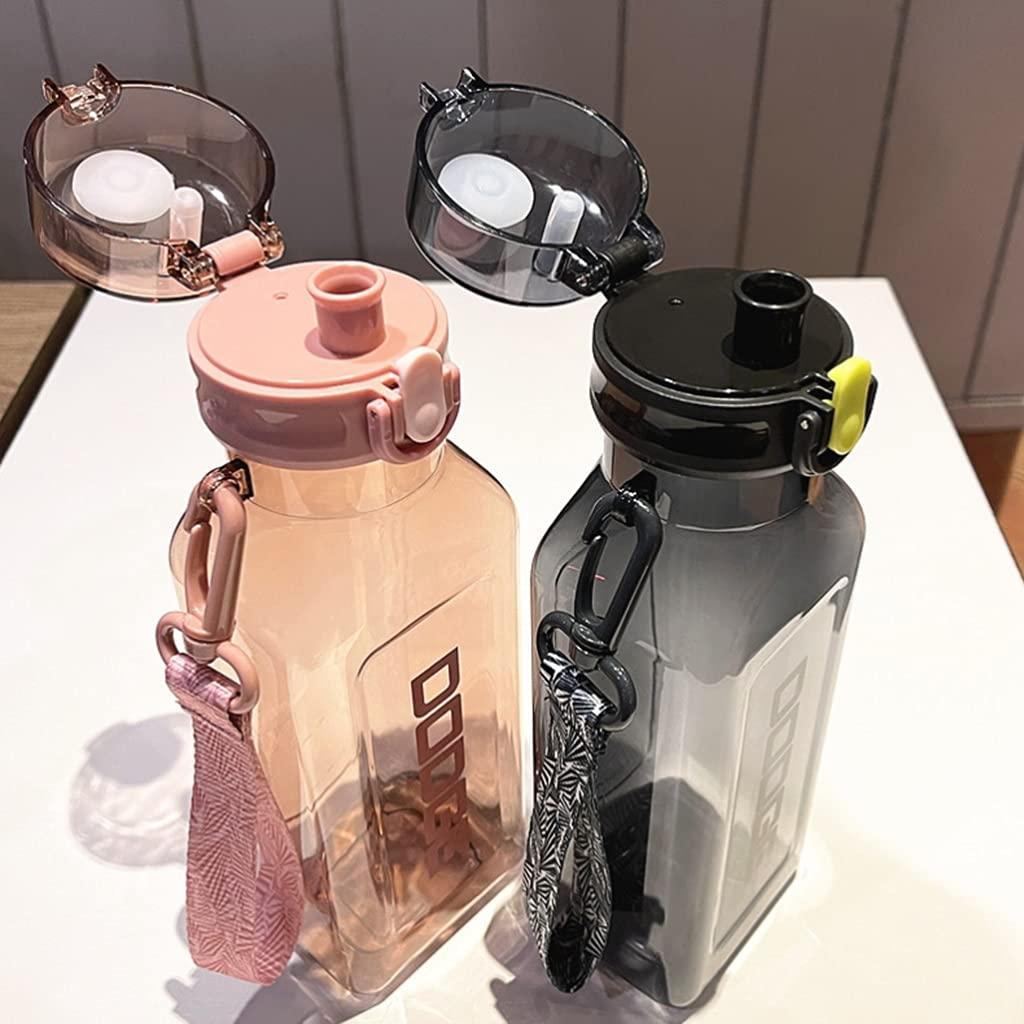 QHLOM QHLOM 24.6oz/35.2oz Large Capacity Water Bottle Plastic BPA Free One-Click Flip Cover (Color : Pink, Size : Medium-35.2oz)