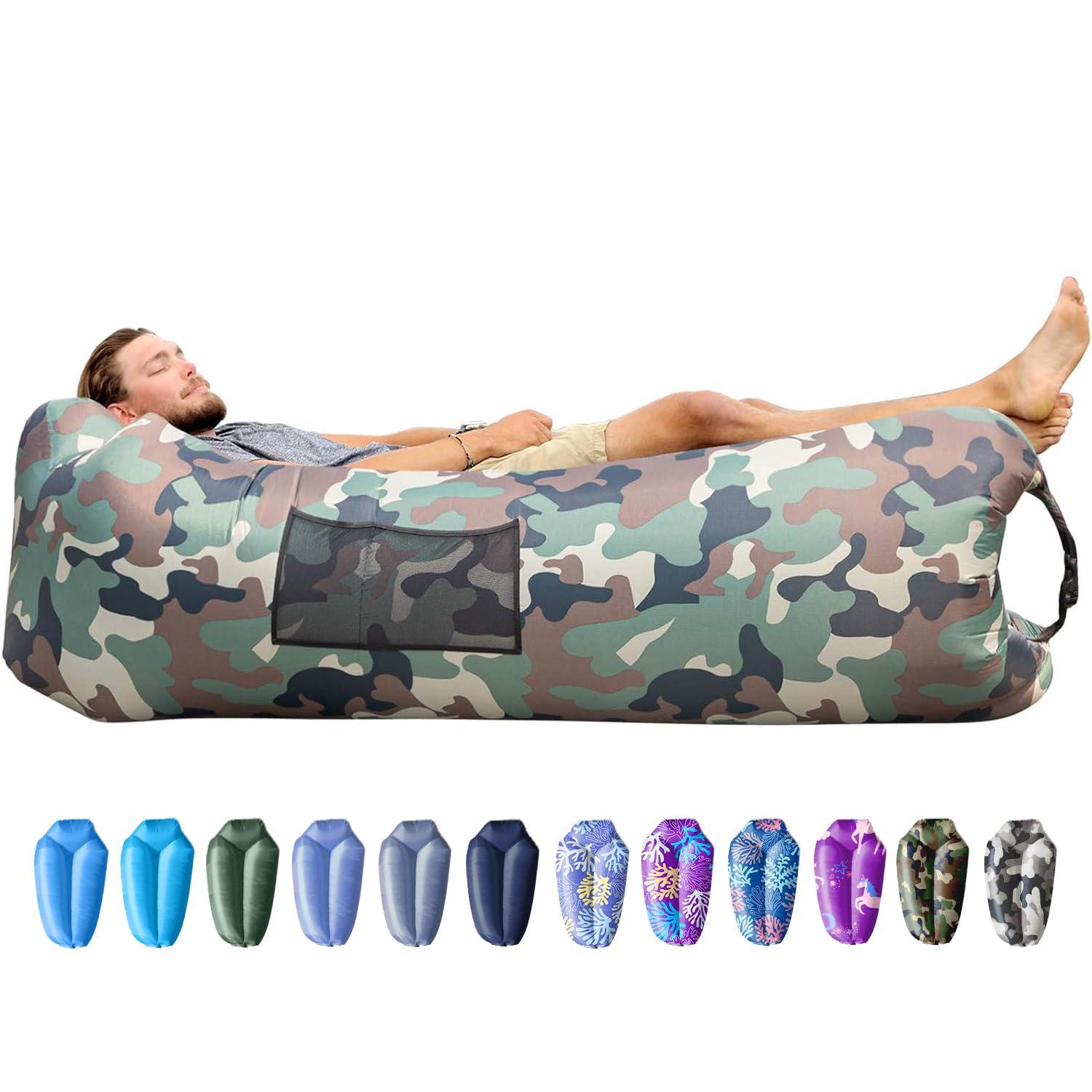 AlphaBeing AlphaBeing Inflatable Lounger Beach Chair Accessories, Air Sofa Hammock Inflatable Couch for Camping Backyard Lakeside with Compression Sacks, Ideal Outdoor Gifts for Adults