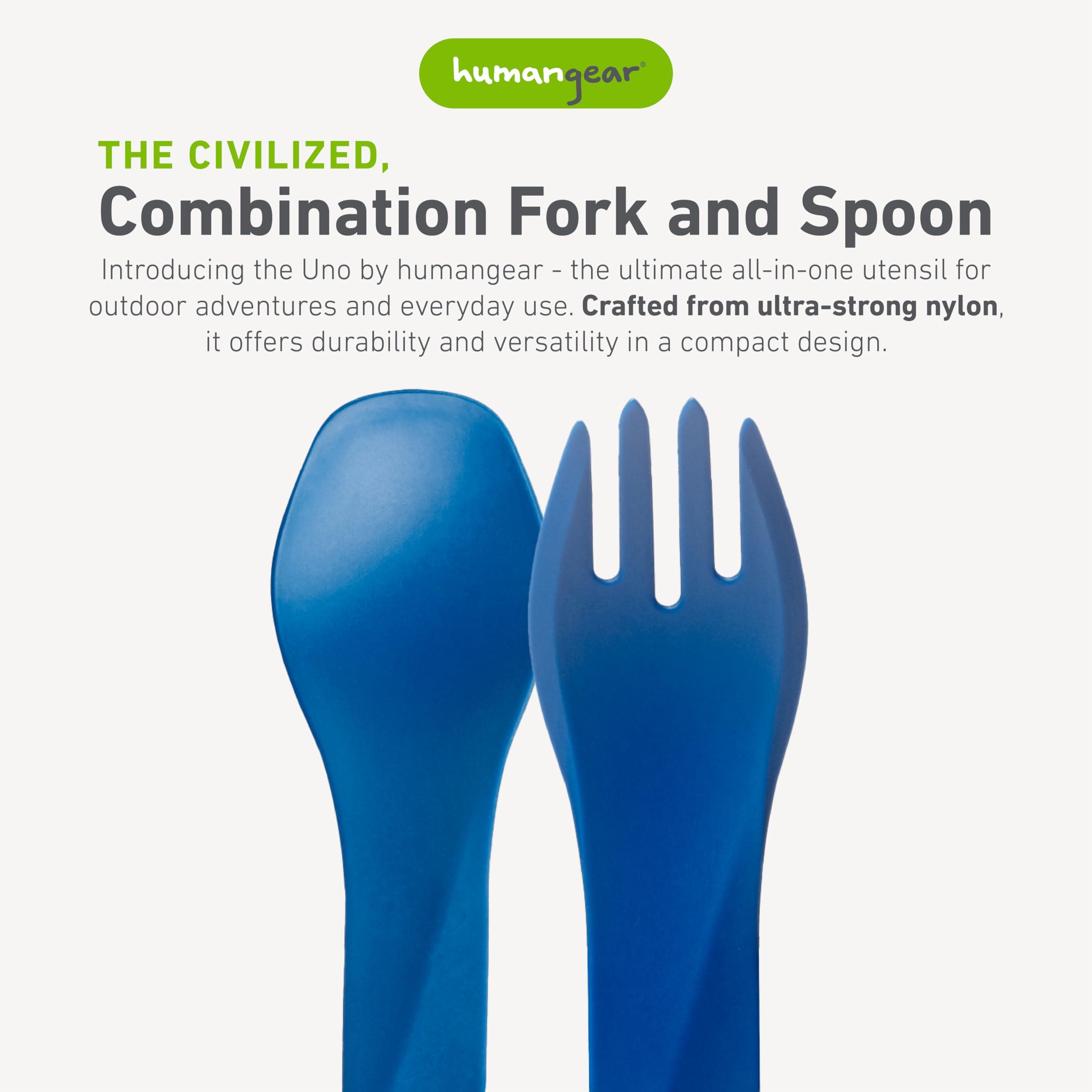 humangear humangear GoBites Uno | Travel & Camping Utensils | Portable & Convertible Dining Ware | Multi-Functional Spork, Blue