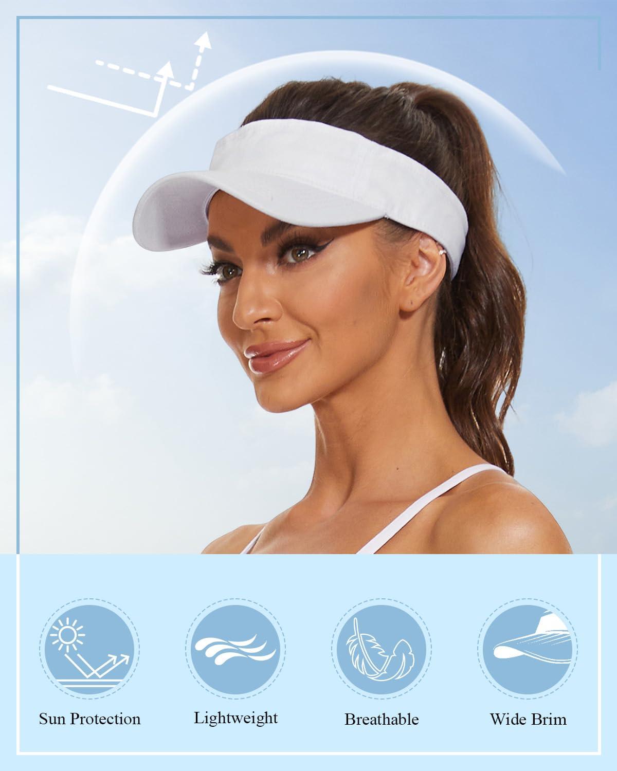 Century Star Century Star Visors for Women Mens Sun Visor Hats Sports Outdoor Tennis Running Adjustable Beach Cap Sun Protection Orange One Size