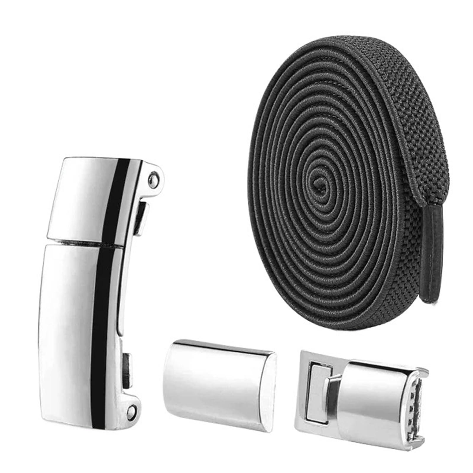 NineFit Basics Lock Shoelaces Without Ties Flat Elastic Laces Sneakers Boots No Tie Shoelace Rubber Bands For Shoes Accessories(Black)