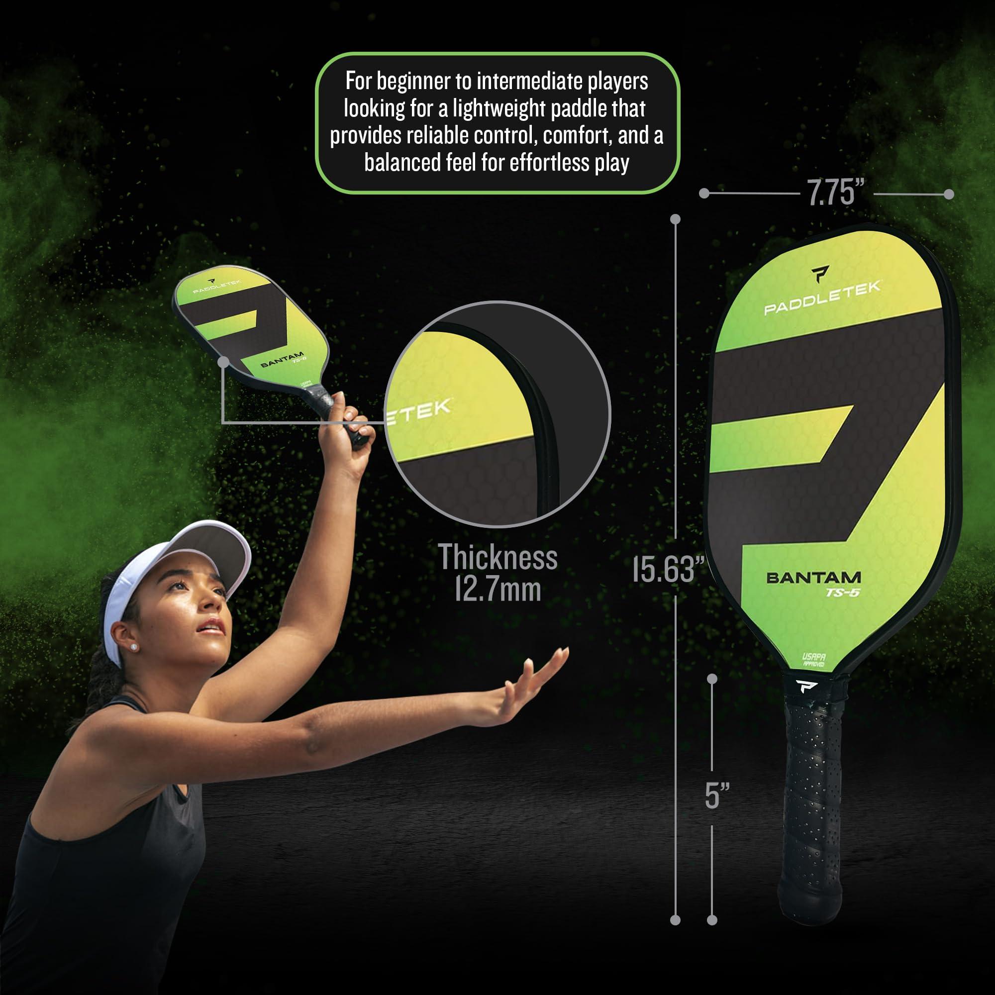 Paddletek Paddletek Bantam TS-5 Pickleball Paddle | Professional Pickleball Paddles with Honeycomb Core, Textured Fiberglass Epoxy Hybrid Surface, Bantam PolyCore & High Tack Performance Grip | USAPA Approved
